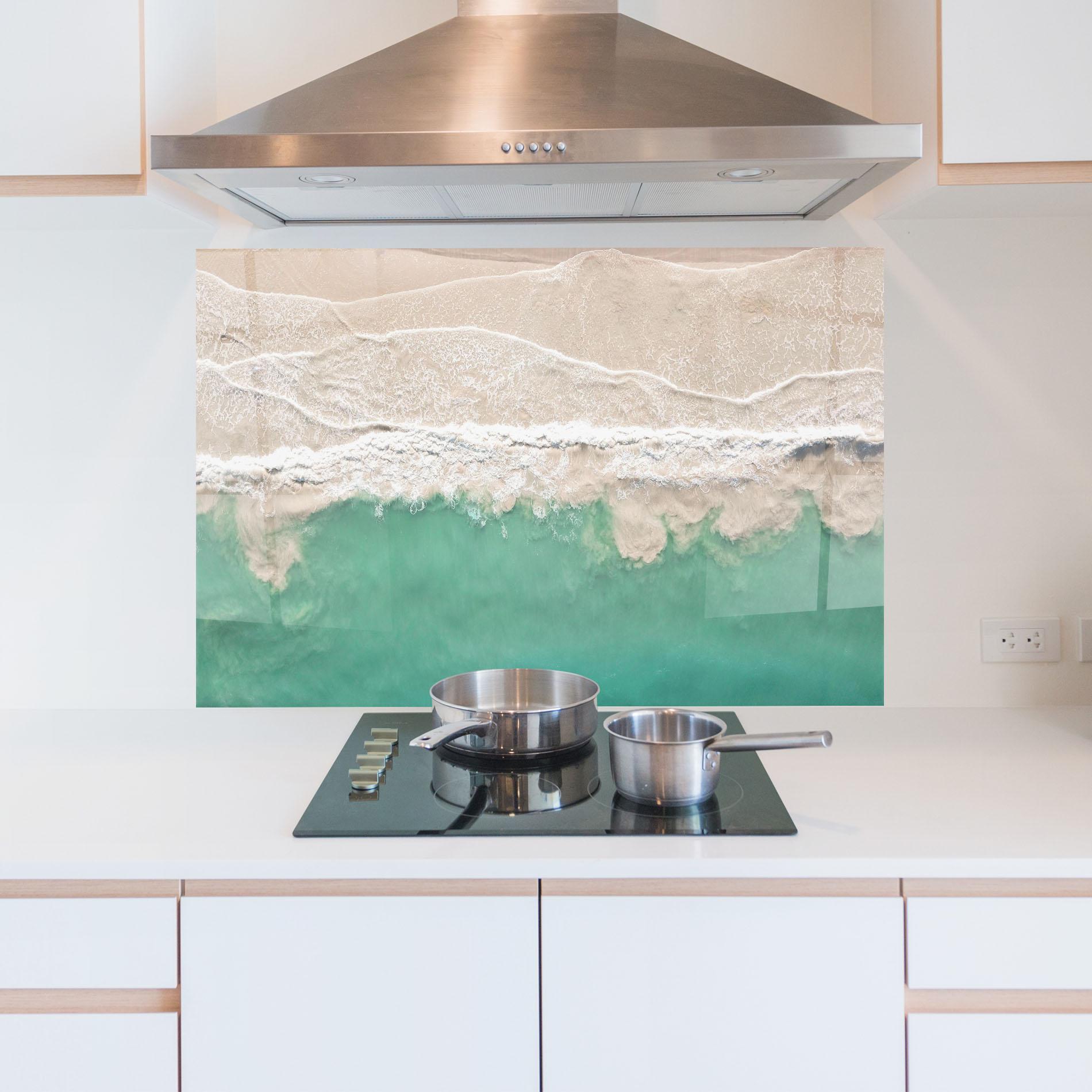 Panou Sticla Bucatarie Pretty Blue Beach mockup 5