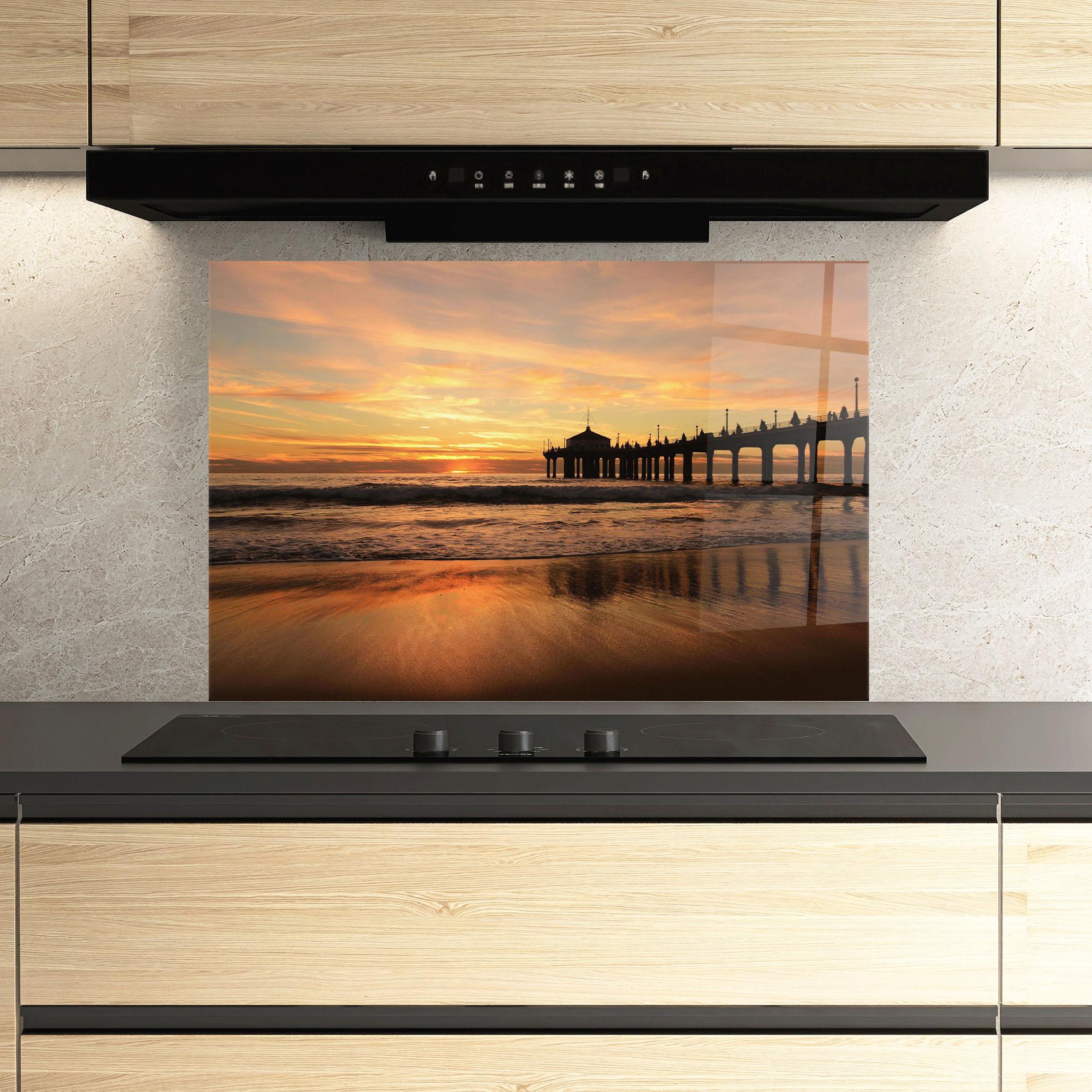 Panou Sticla Bucatarie Beach Sunset View mockup 3