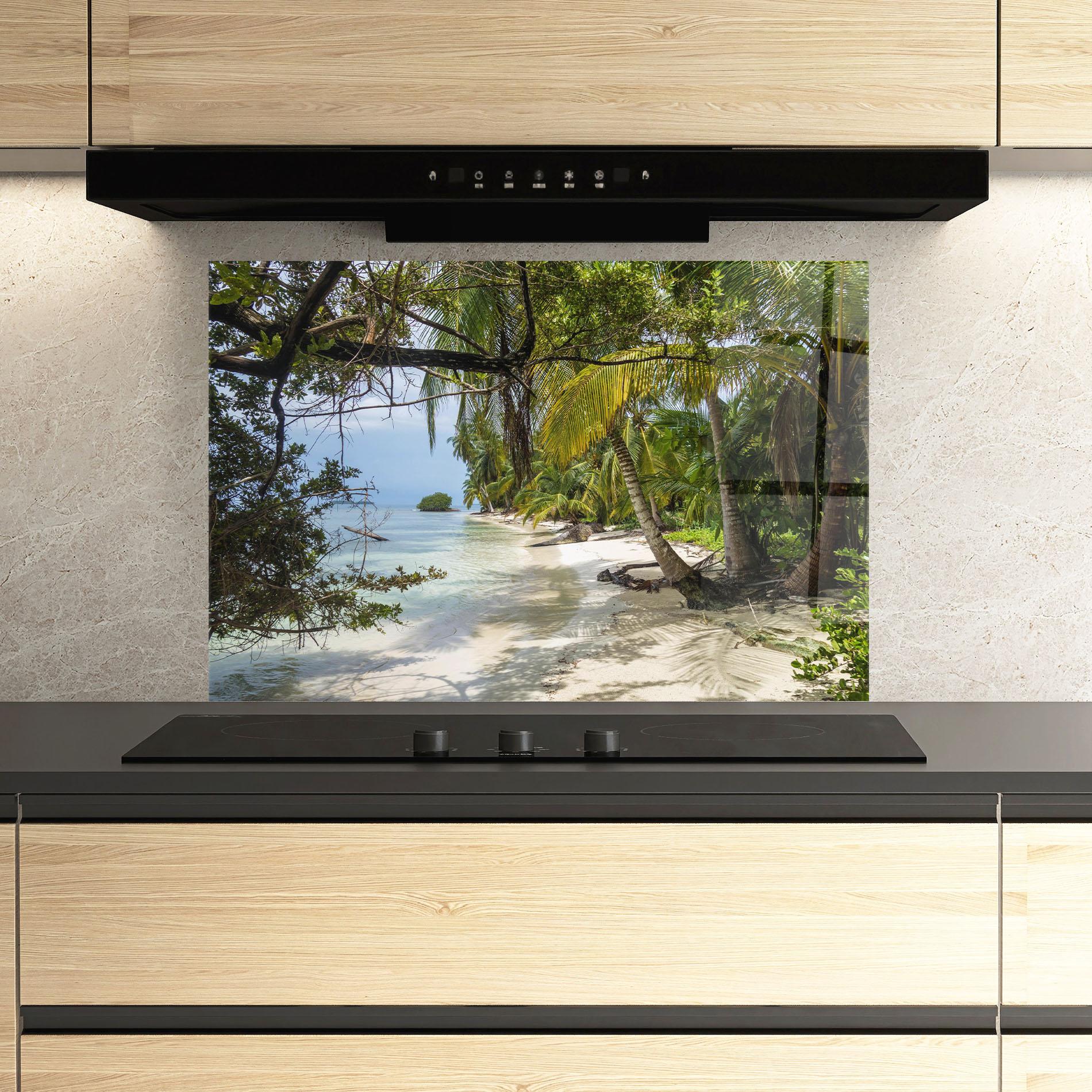 Panou Sticla Bucatarie Island Beach mockup 3