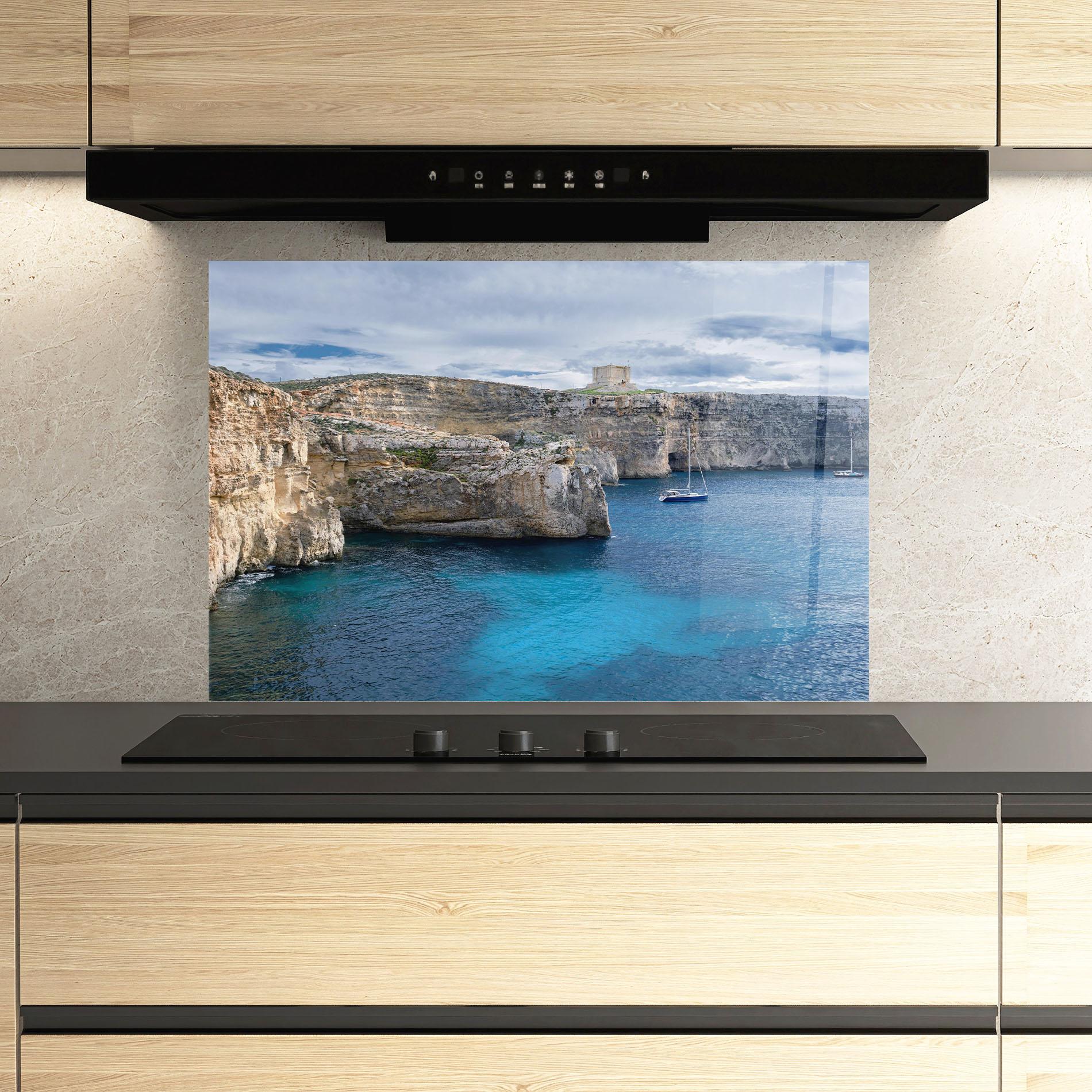 Panou Sticla Bucatarie Island Landscape mockup 3