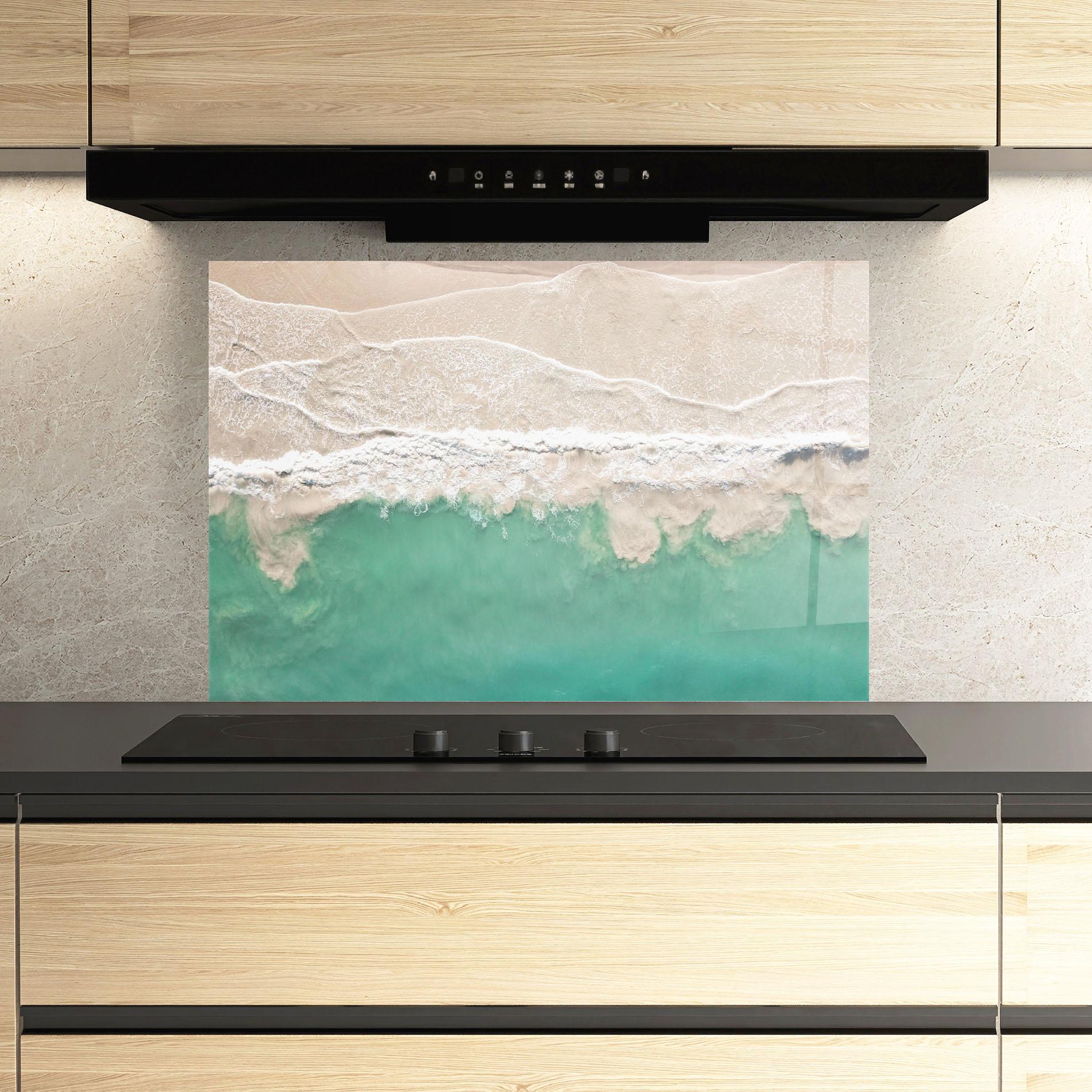 Panou Sticla Bucatarie Pretty Blue Beach mockup 3