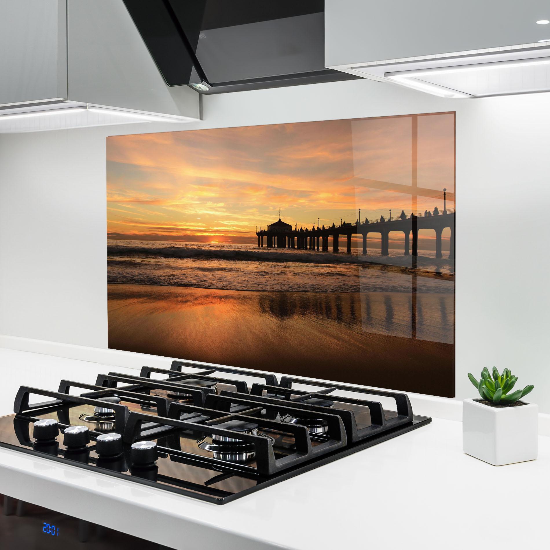 Panou Sticla Bucatarie Beach Sunset View mockup 6