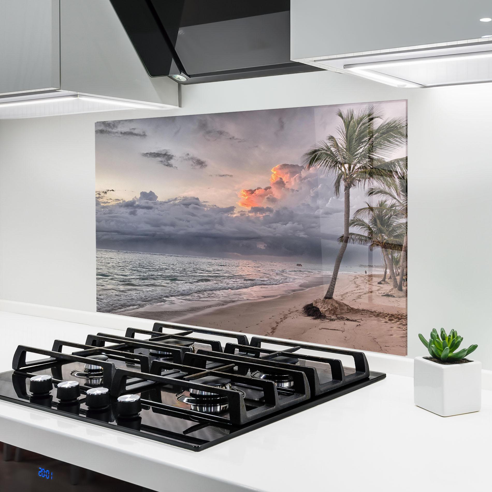 Panou Sticla Bucatarie Cloudy Beach mockup 6