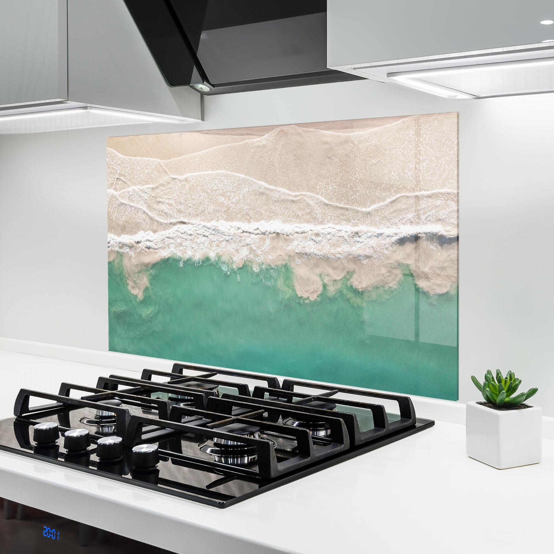 Panou Sticla Bucatarie Pretty Blue Beach mockup 6