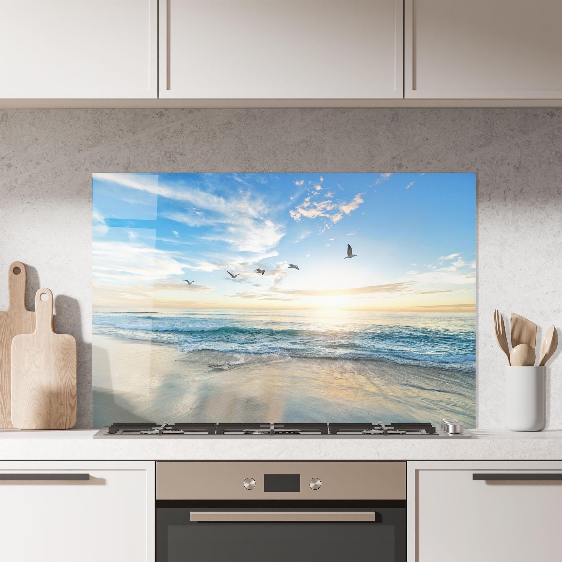 Panou Sticla Bucatarie Beautiful Beach mockup 7