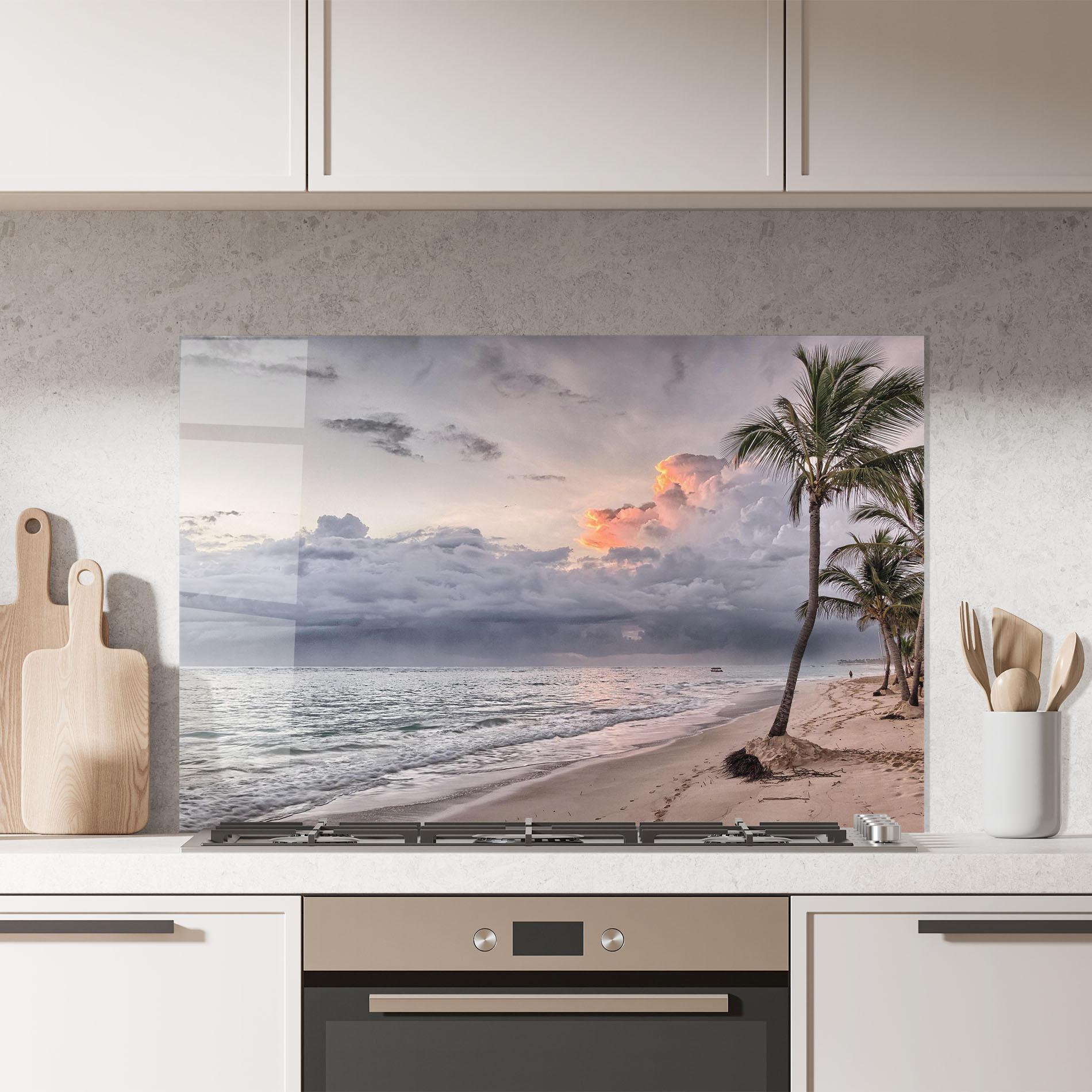 Panou Sticla Bucatarie Cloudy Beach mockup 7