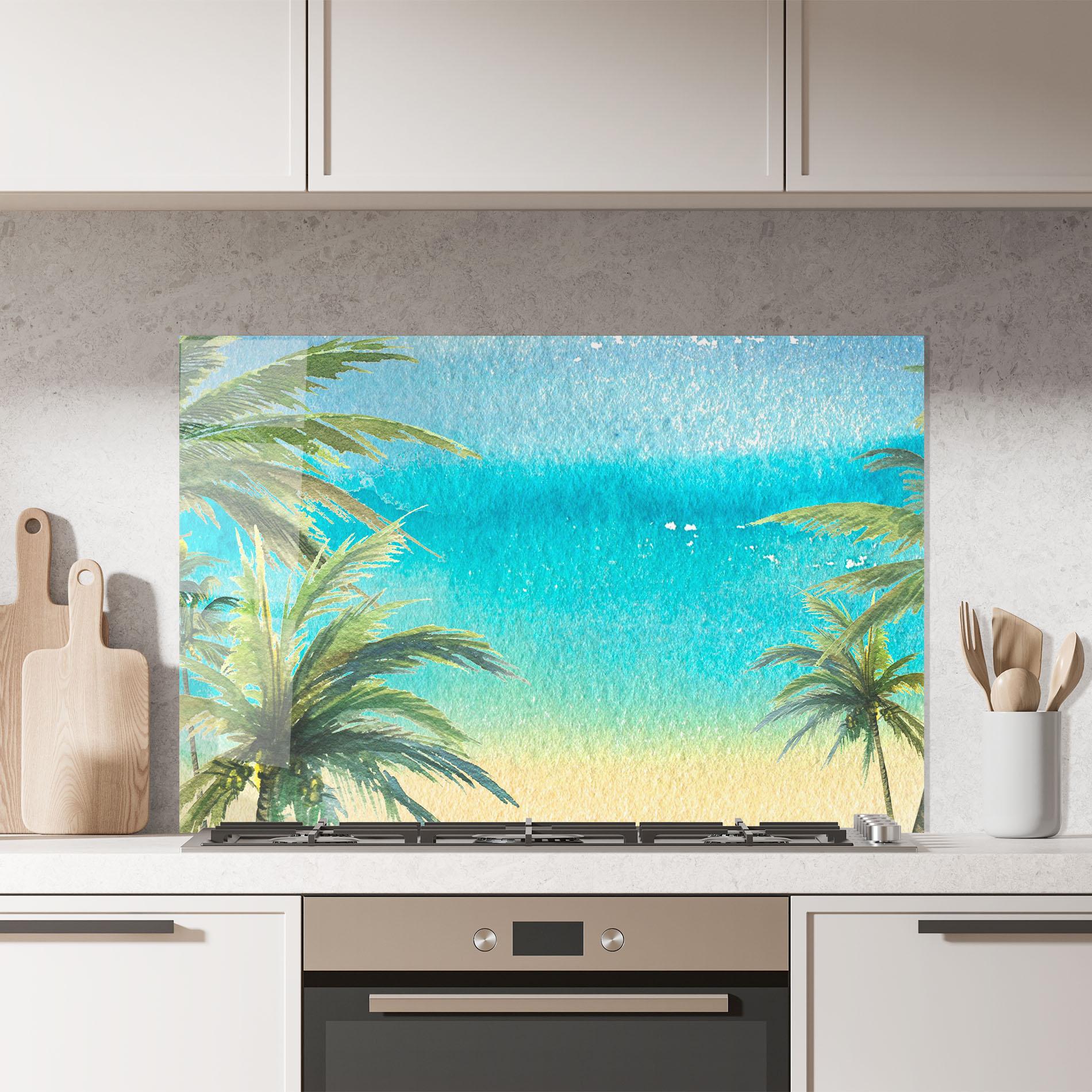 Panou Sticla Bucatarie Coconut Palms Paint mockup 7