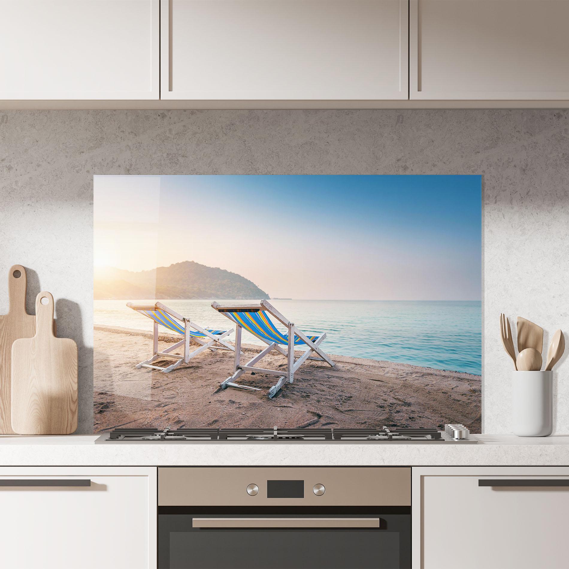 Panou Sticla Bucatarie Colorful Beach Chairs mockup 7