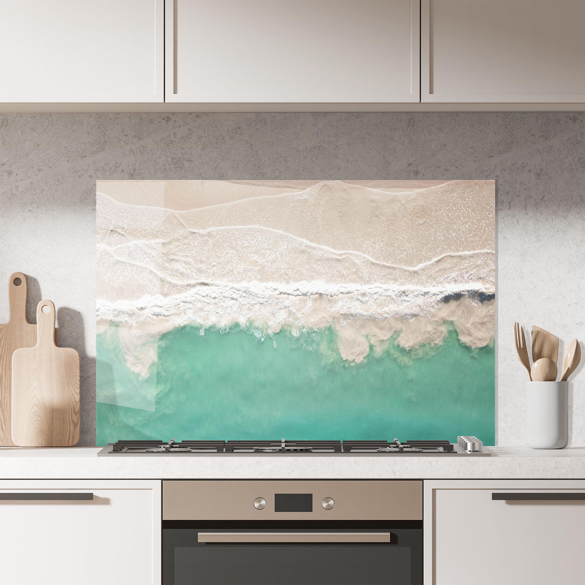 Panou Sticla Bucatarie Pretty Blue Beach mockup 7