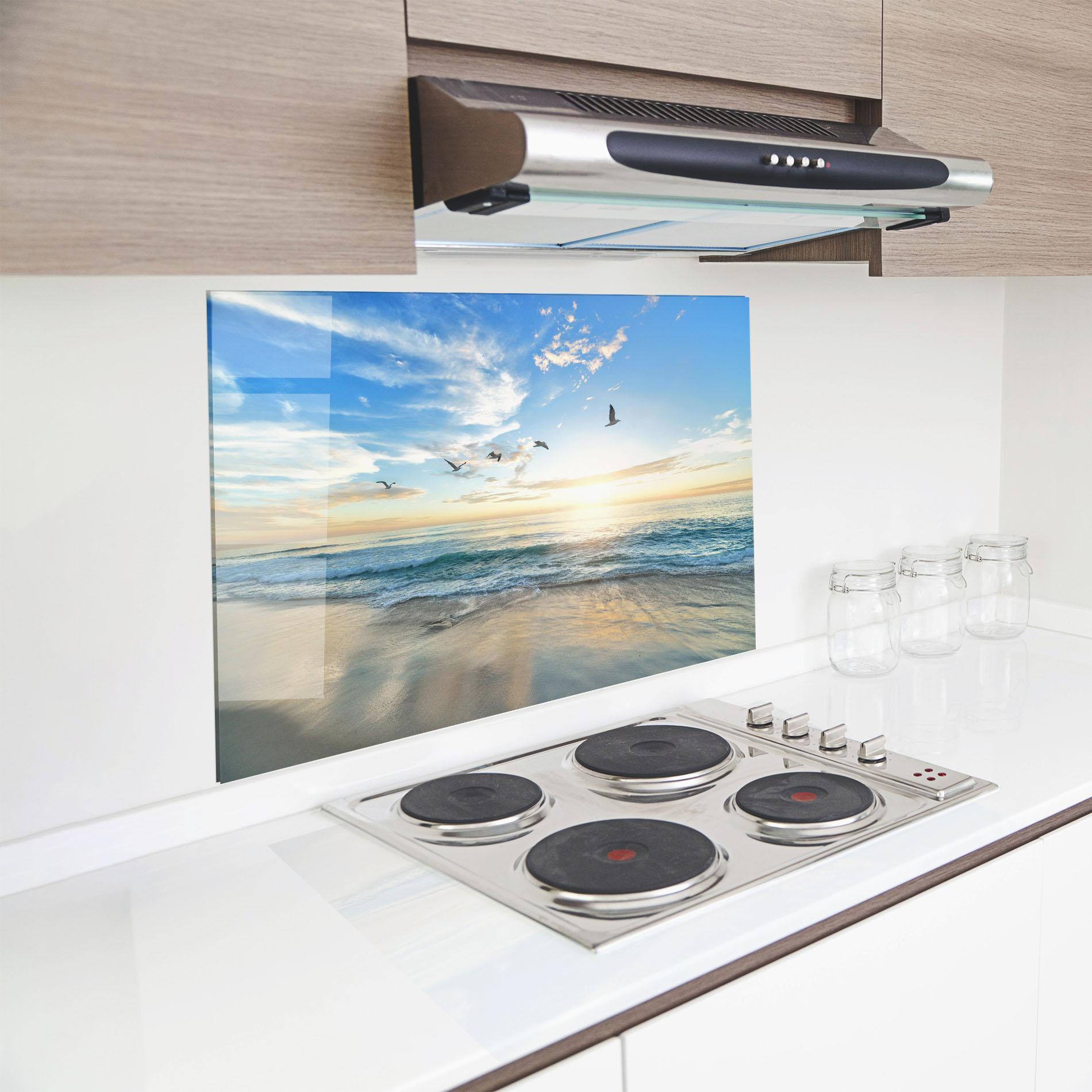 Panou Sticla Bucatarie Beautiful Beach mockup 8