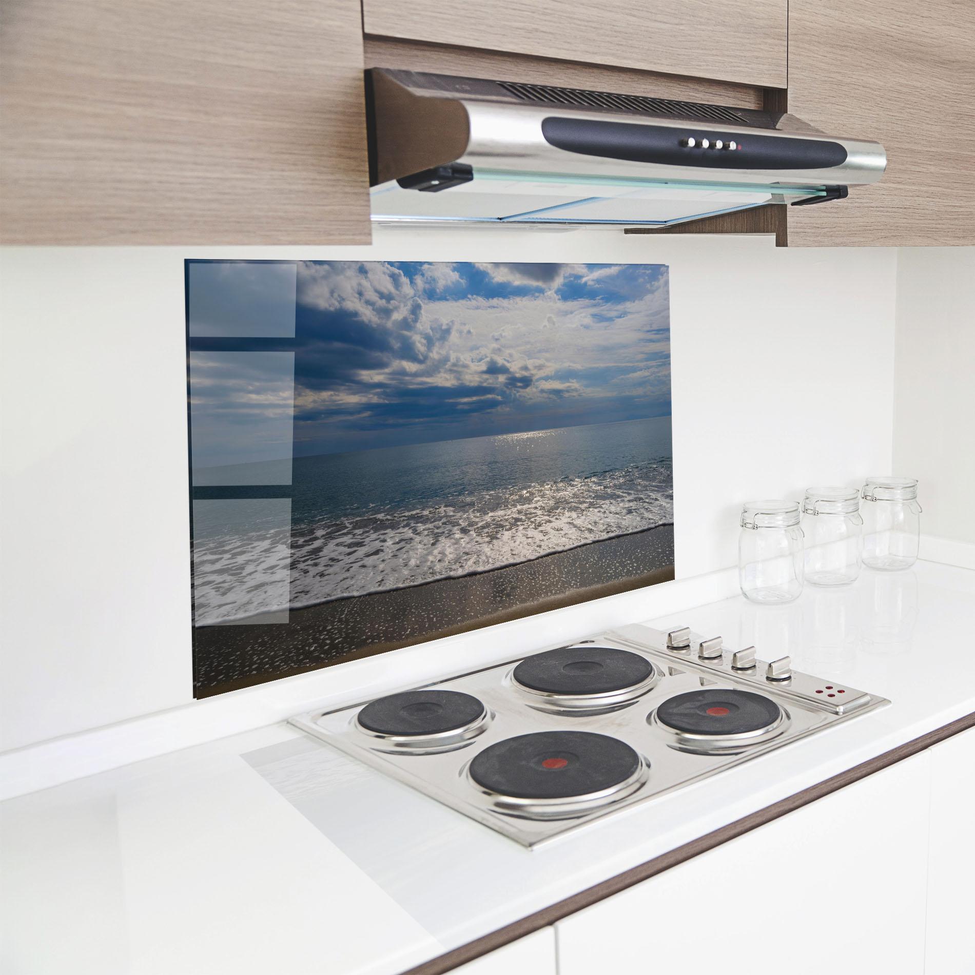 Panou Sticla Bucatarie Blue Cream Beach mockup 8