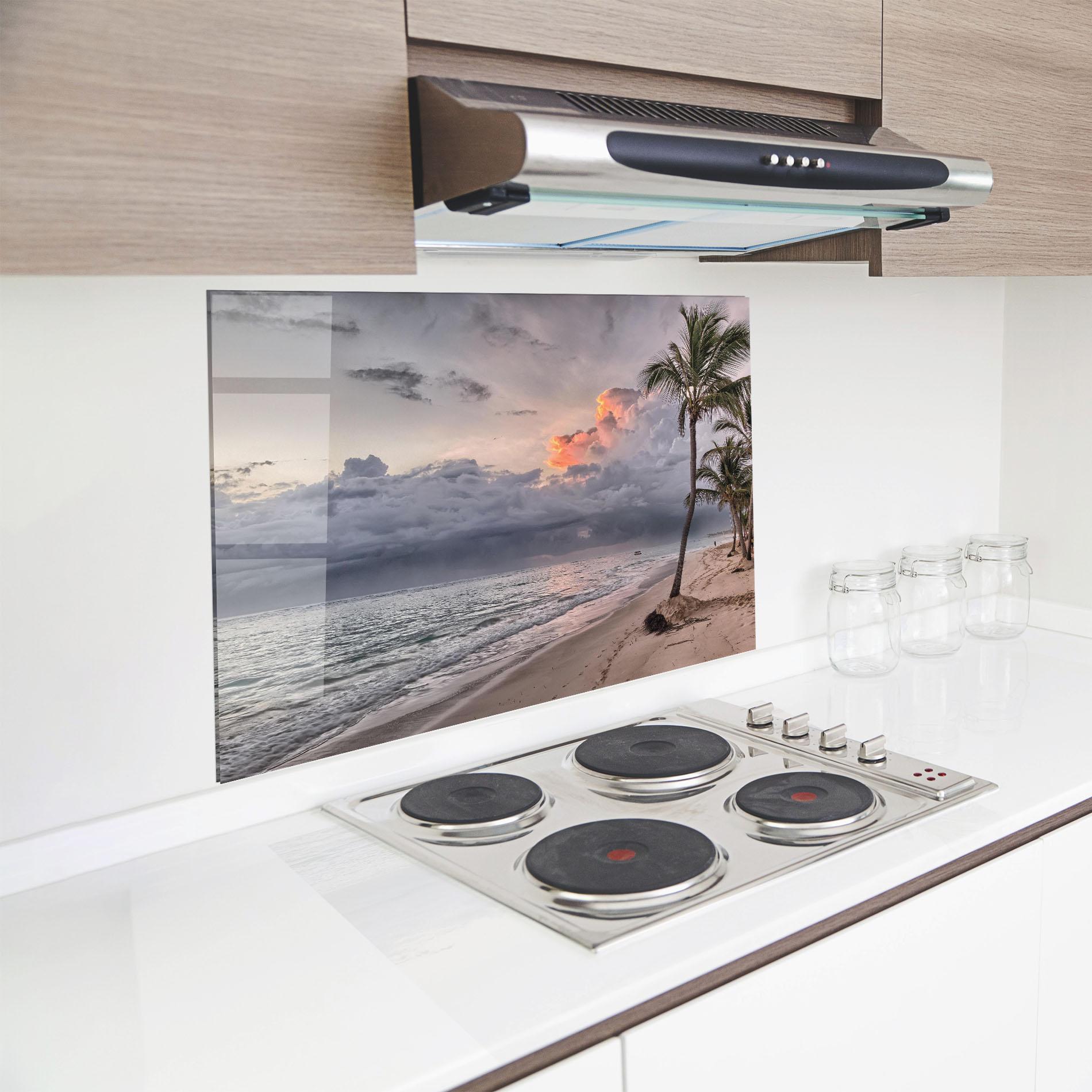 Panou Sticla Bucatarie Cloudy Beach mockup 8