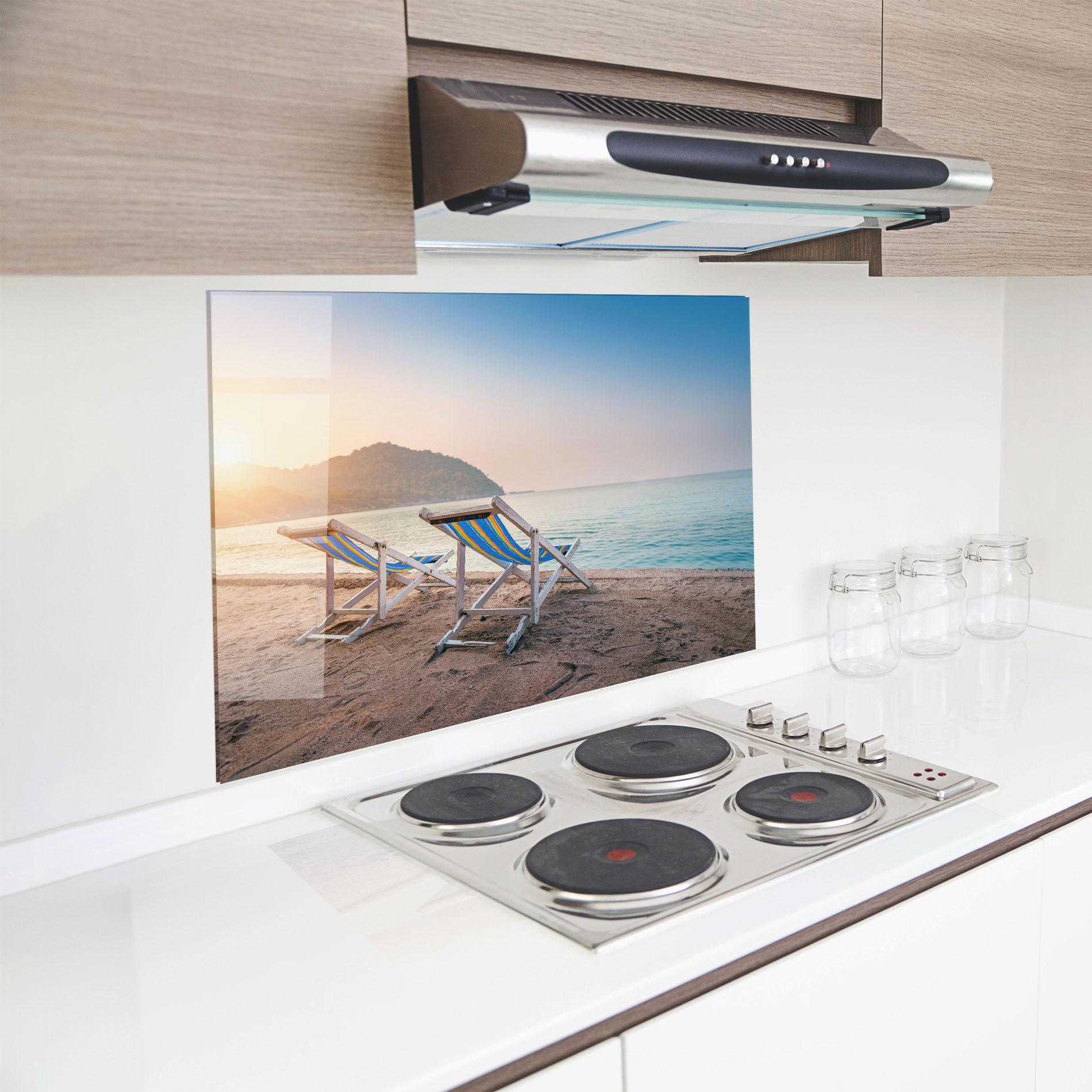 Panou Sticla Bucatarie Colorful Beach Chairs mockup 8