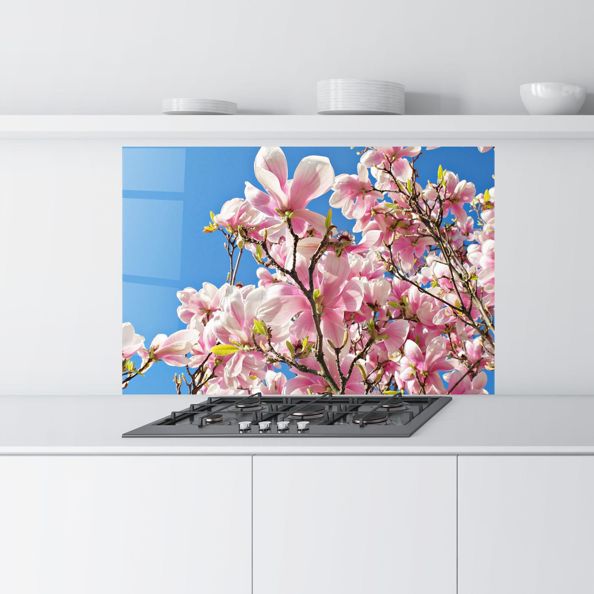 Panou Sticla Bucatarie Beautiful Pink Chinese Tree mockup 9