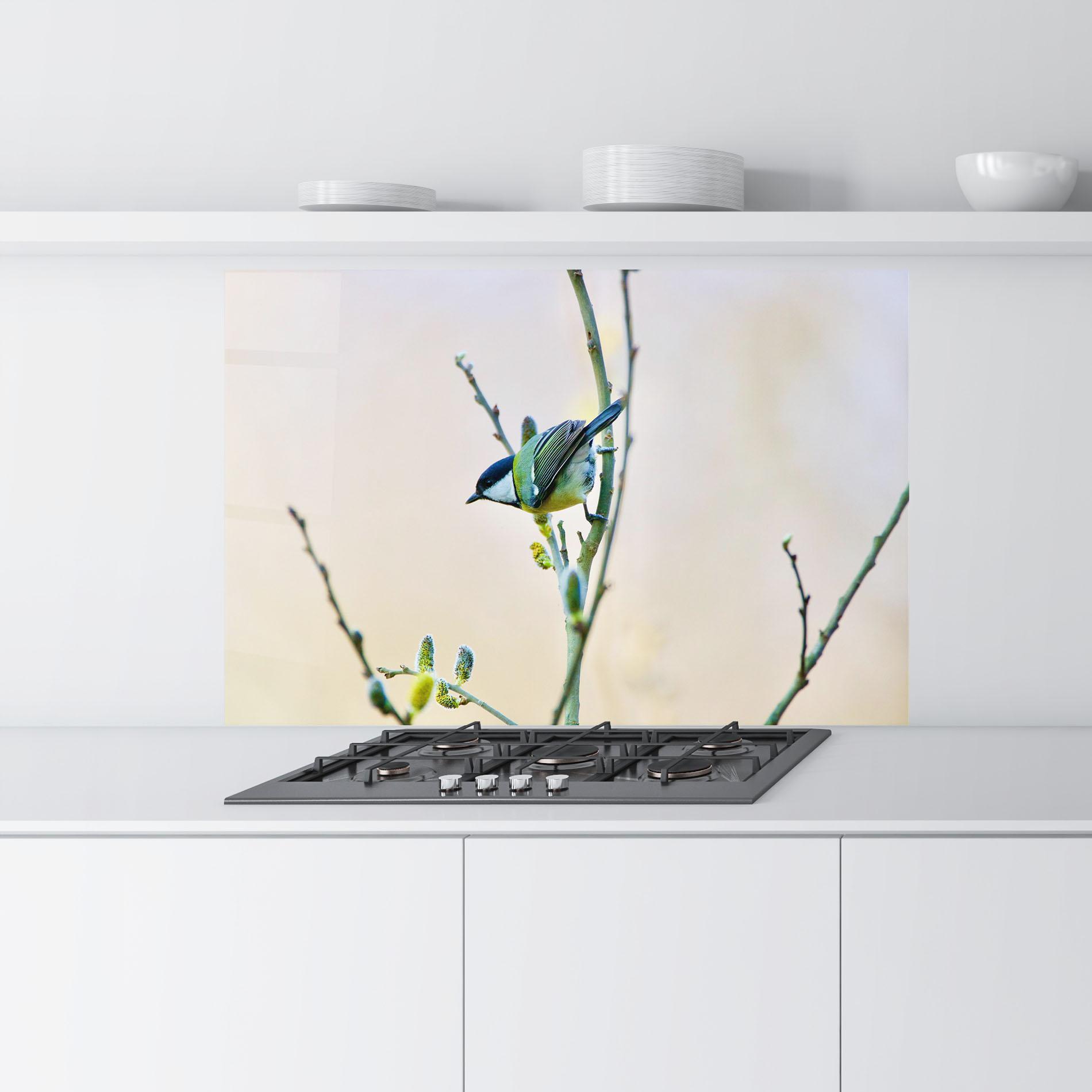 Panou Sticla Bucatarie Beautiful Spring Bird mockup 9