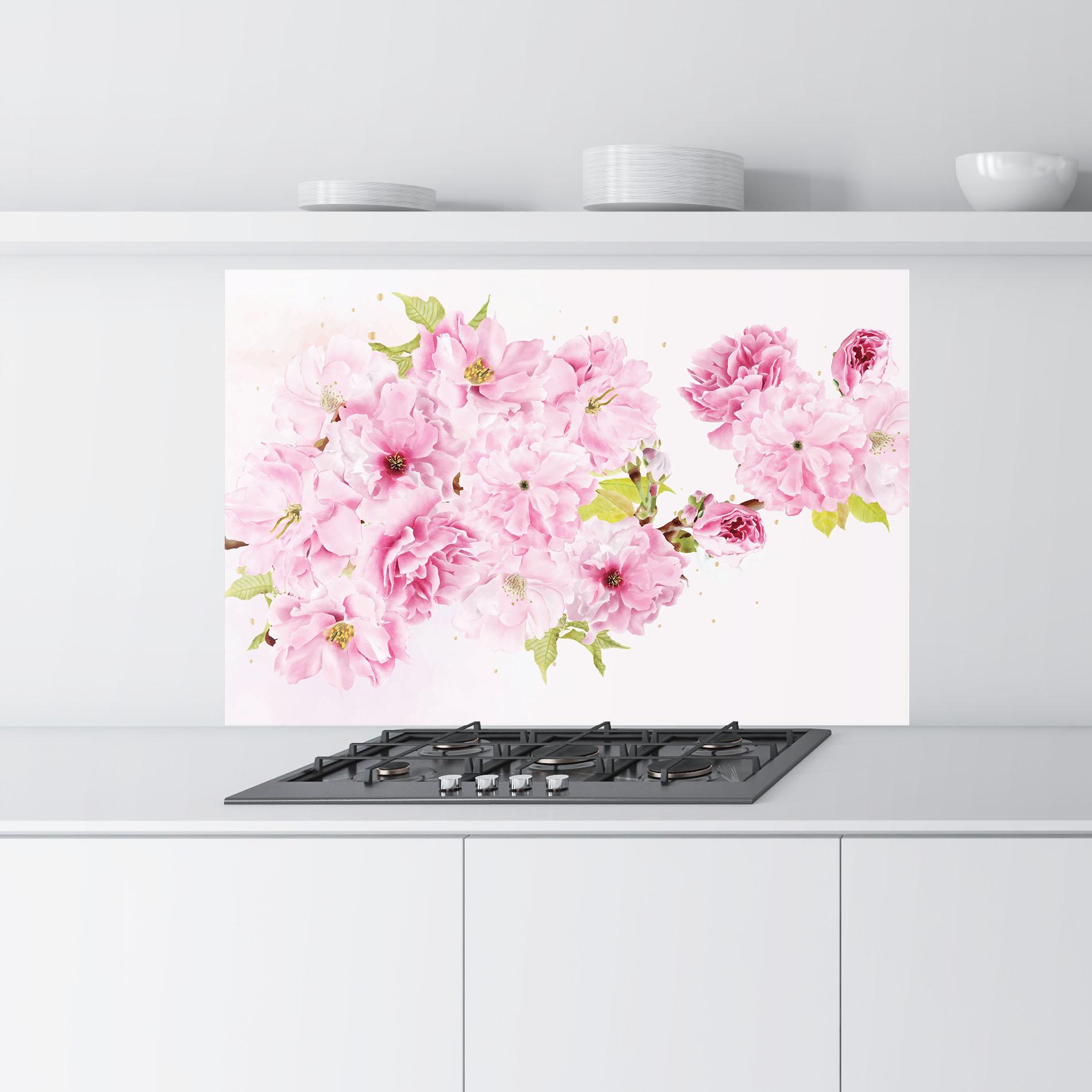 Panou Sticla Bucatarie Cherry Flower Spring mockup 9