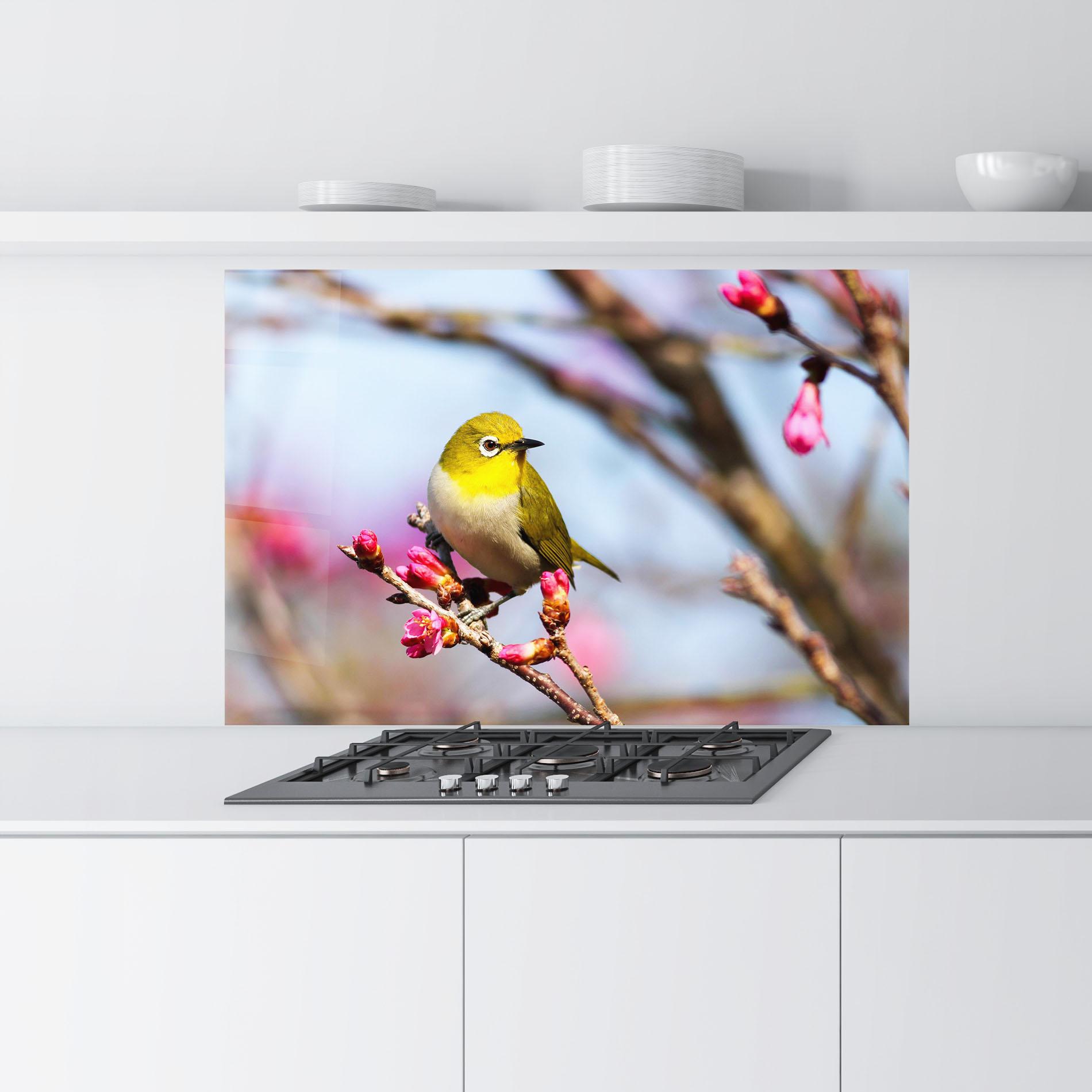 Panou Sticla Bucatarie Cute Pink Flower Buds mockup 9