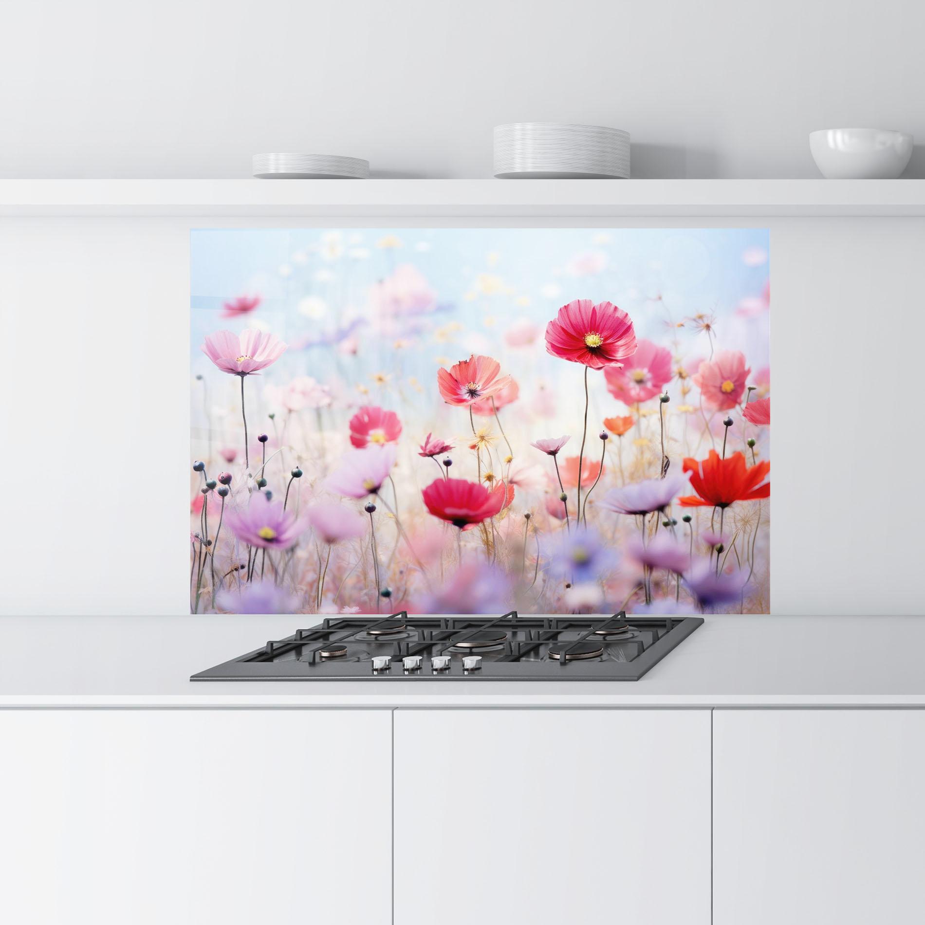 Panou Sticla Bucatarie Dreamy Sprig Pink Flower mockup 9
