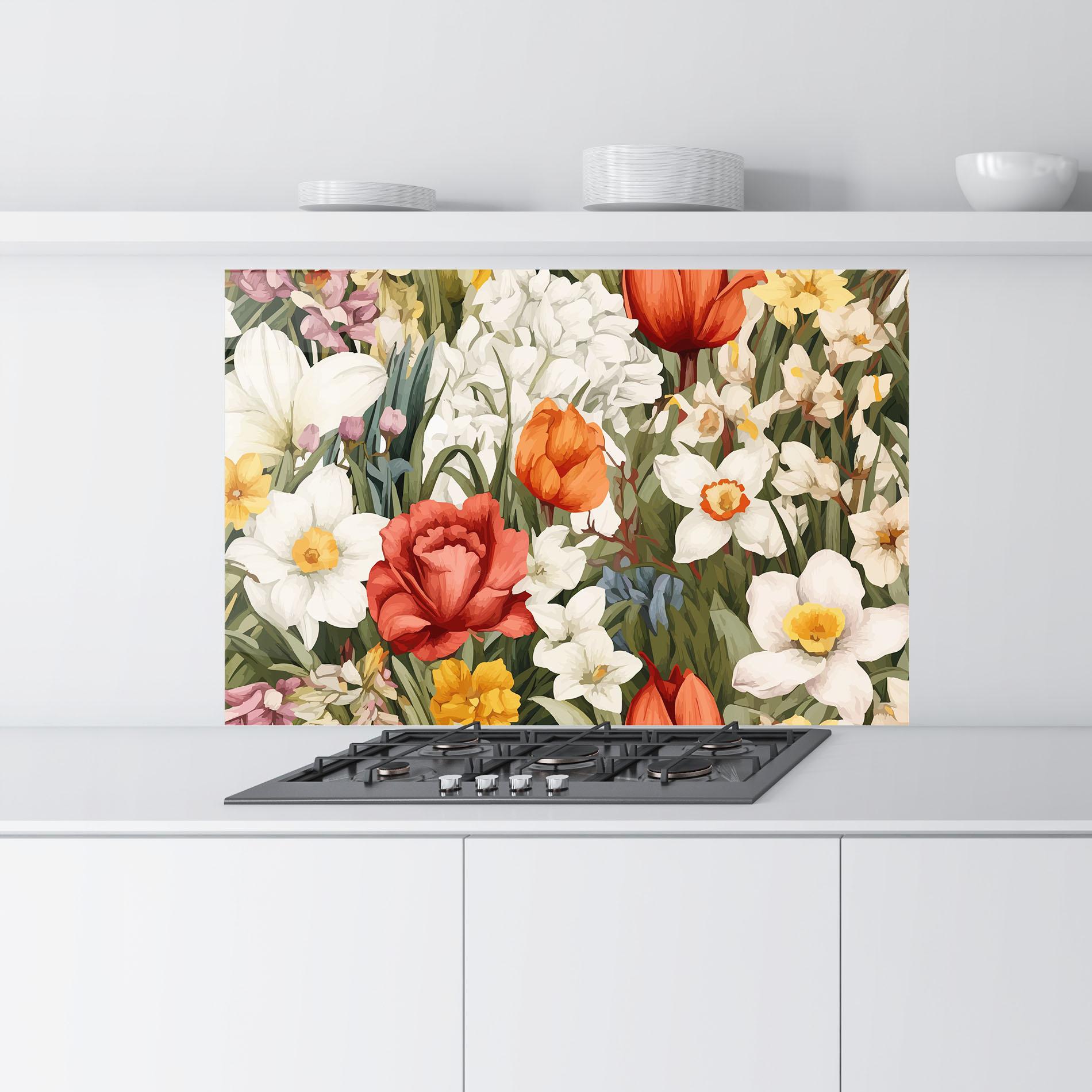 Panou Sticla Bucatarie Orange Red Spring mockup 9