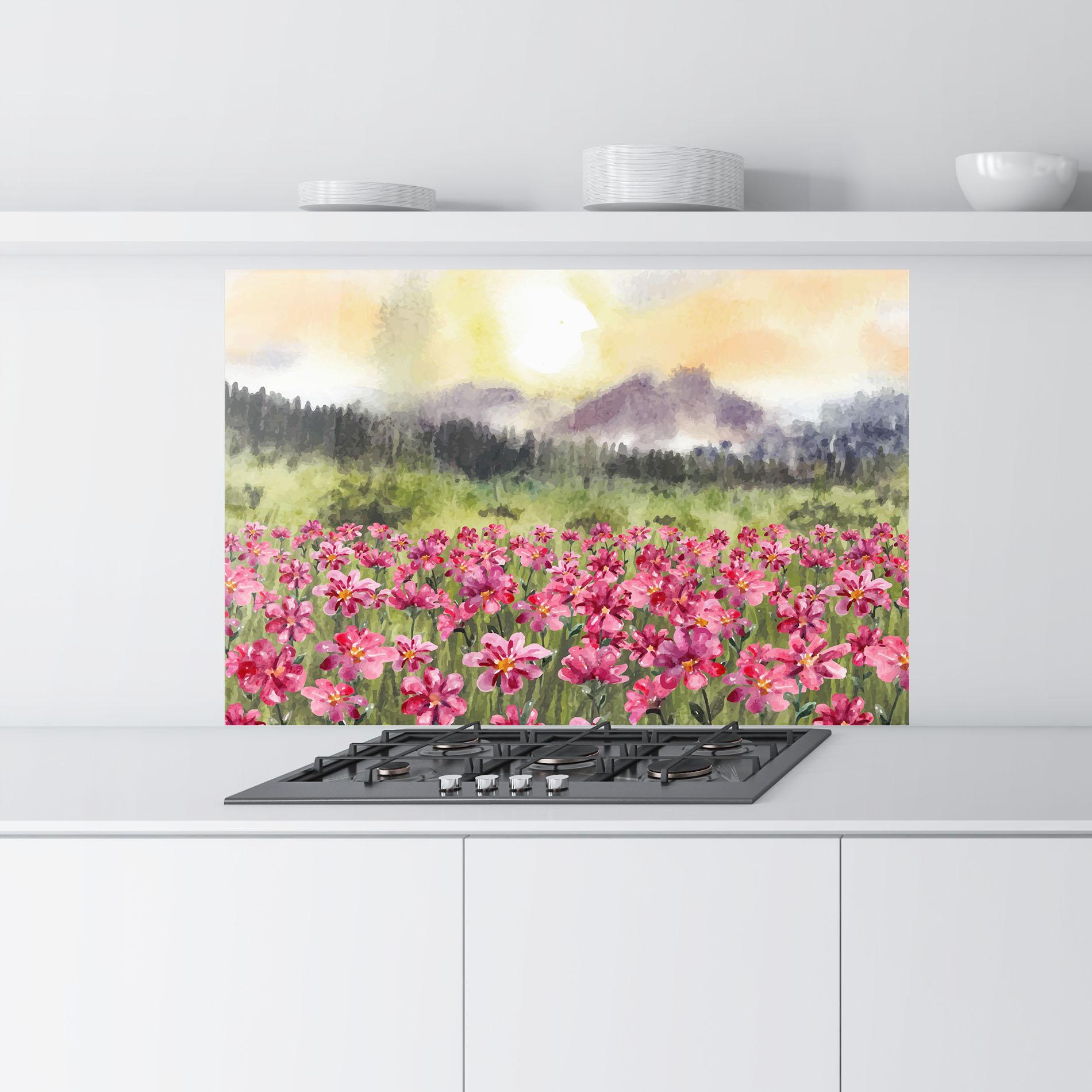 Panou Sticla Bucatarie Pink Flower Spring mockup 9