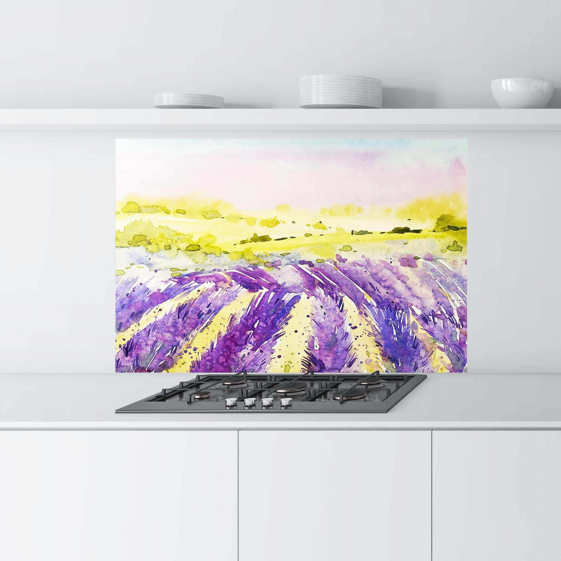 Panou Sticla Bucatarie Purple Spring Field mockup 9