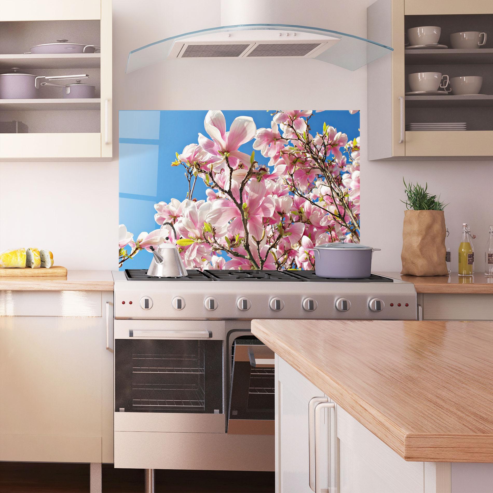 Panou Sticla Bucatarie Beautiful Pink Chinese Tree mockup 1