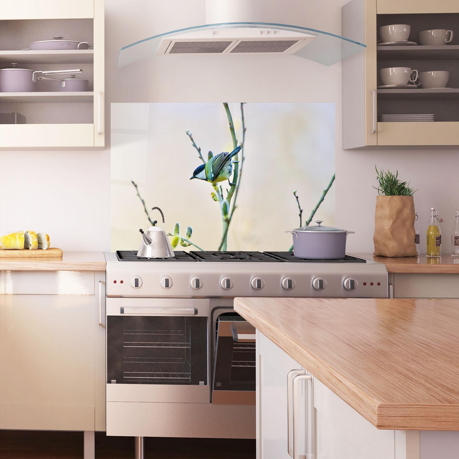 Panou Sticla Bucatarie Beautiful Spring Bird mockup 1