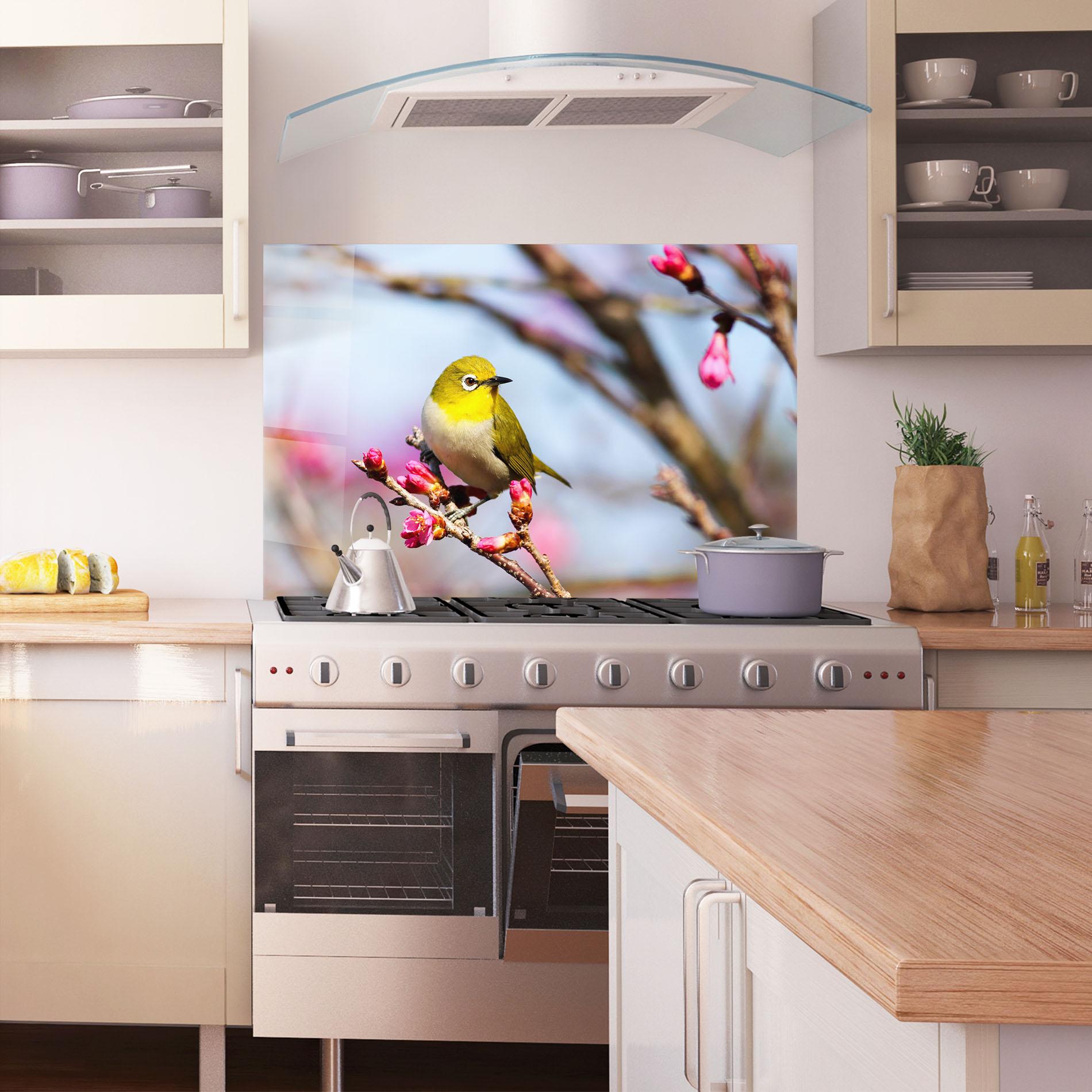 Panou Sticla Bucatarie Cute Pink Flower Buds mockup 1