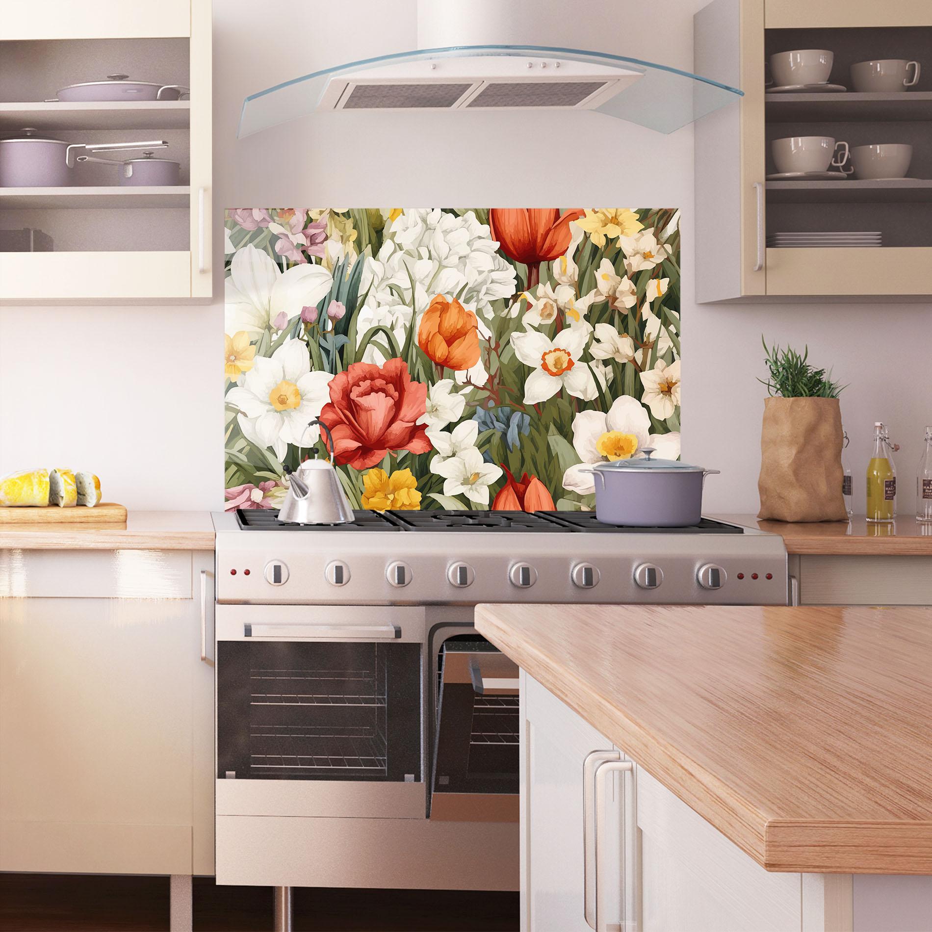 Panou Sticla Bucatarie Orange Red Spring mockup 1