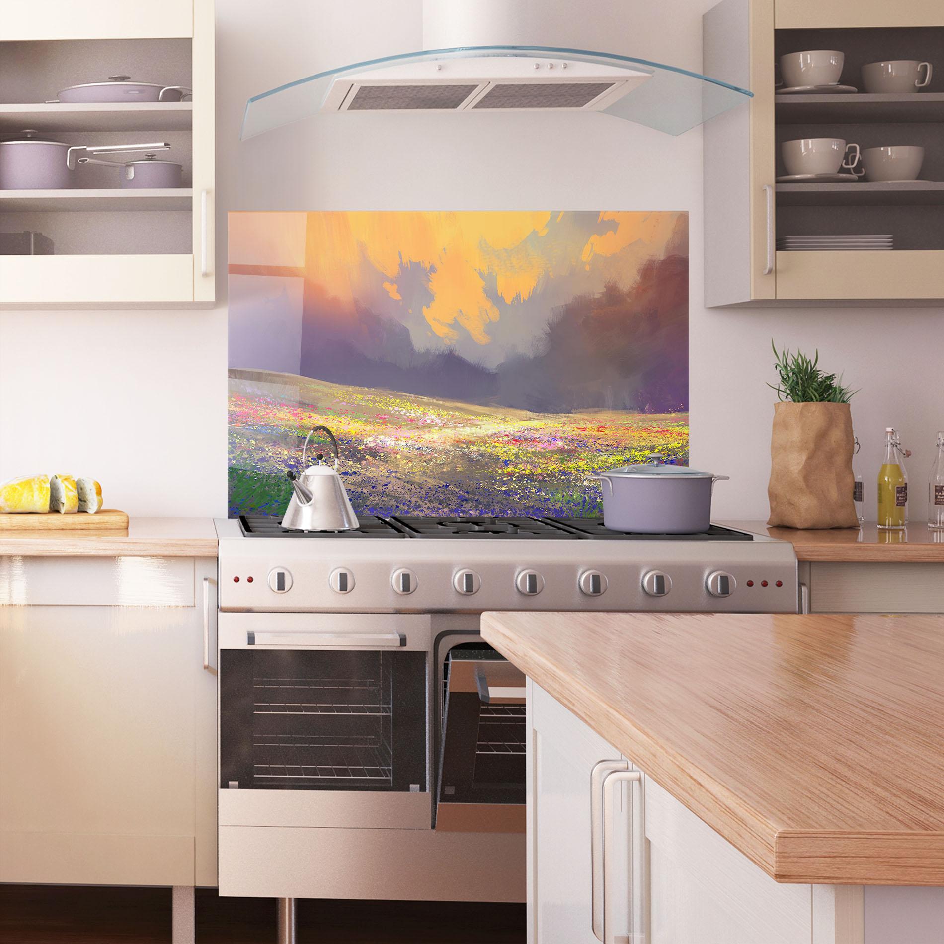 Panou Sticla Bucatarie Pretty Spring Field mockup 1