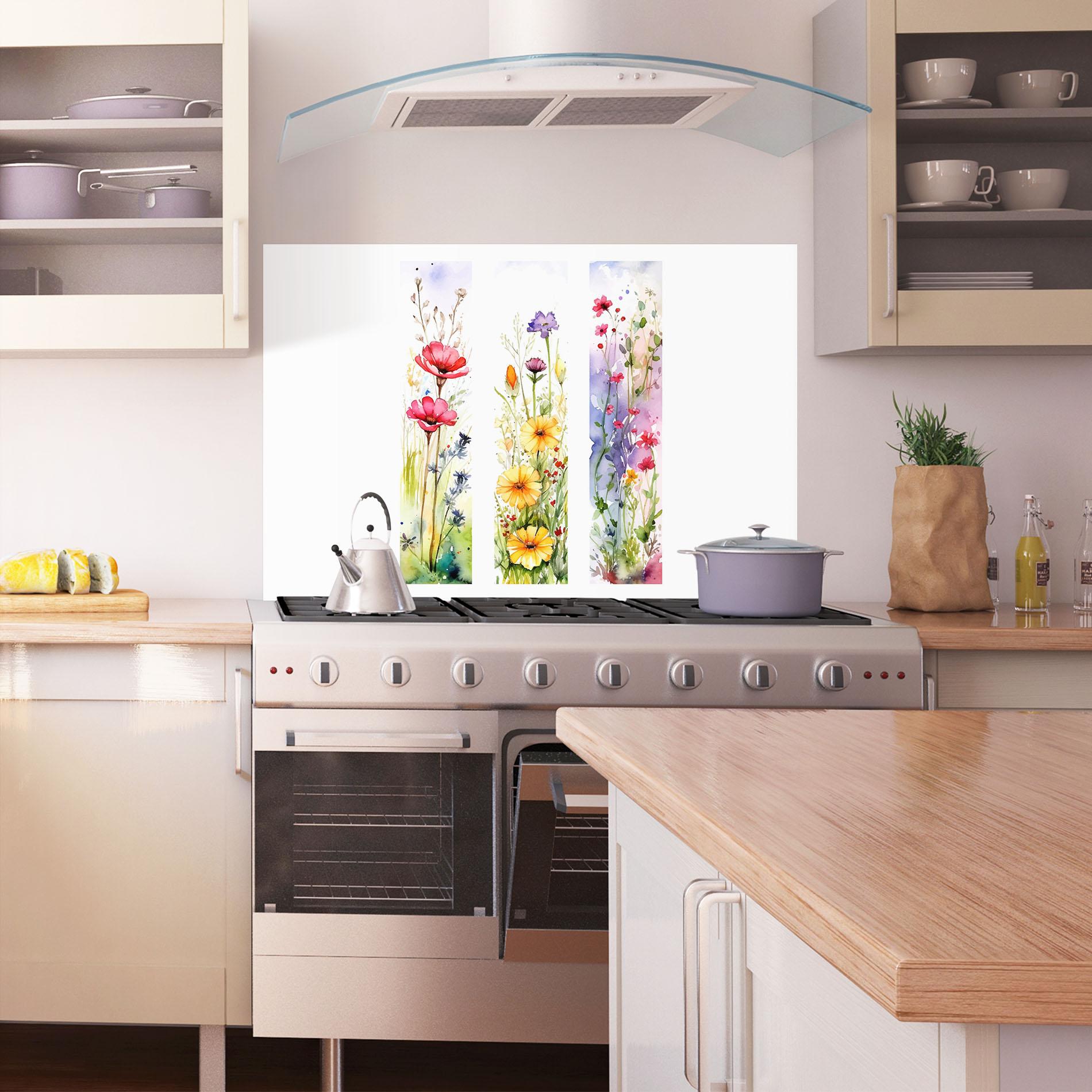 Panou Sticla Bucatarie Spring Flowers Set mockup 1