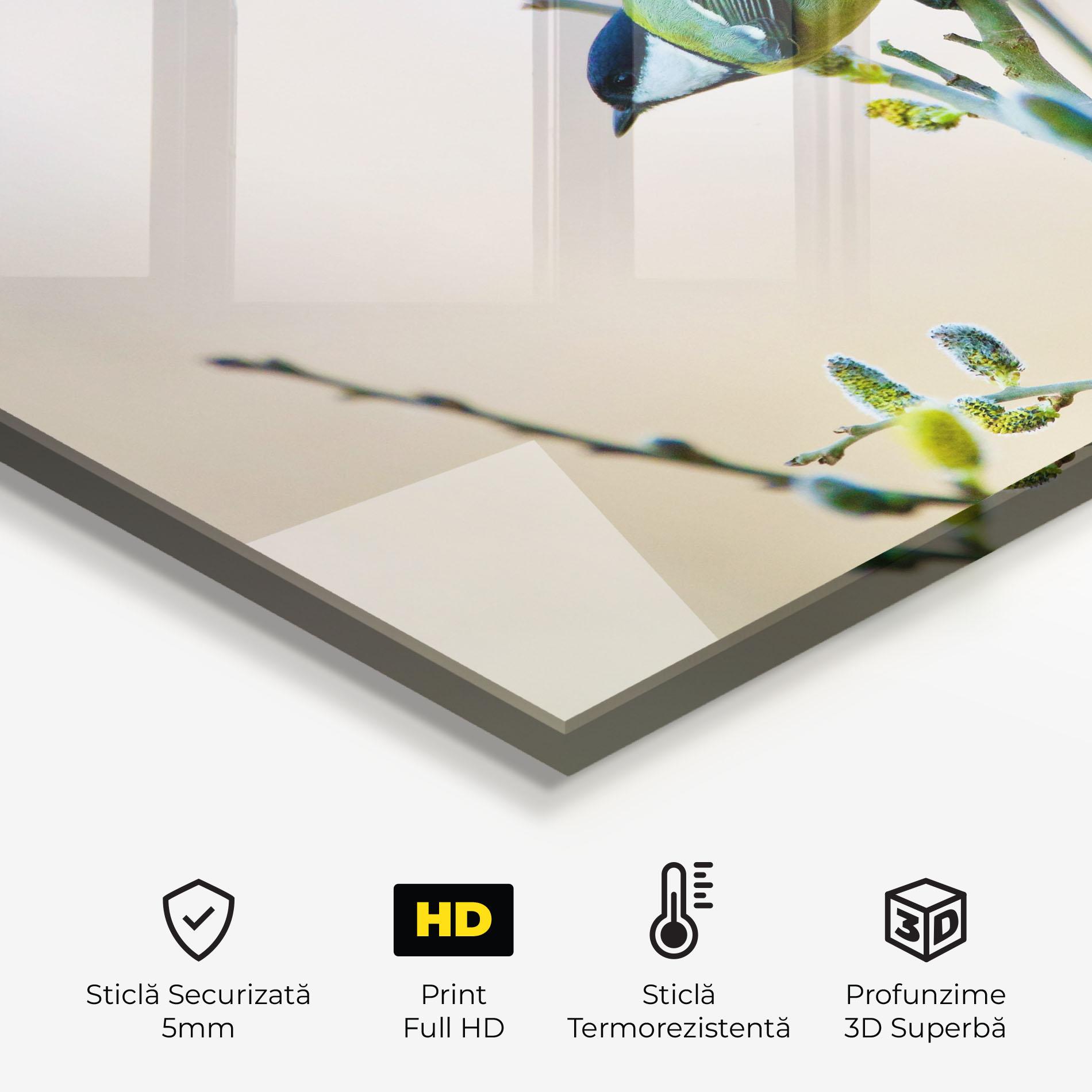 Panou Sticla Bucatarie Beautiful Spring Bird mockup 2