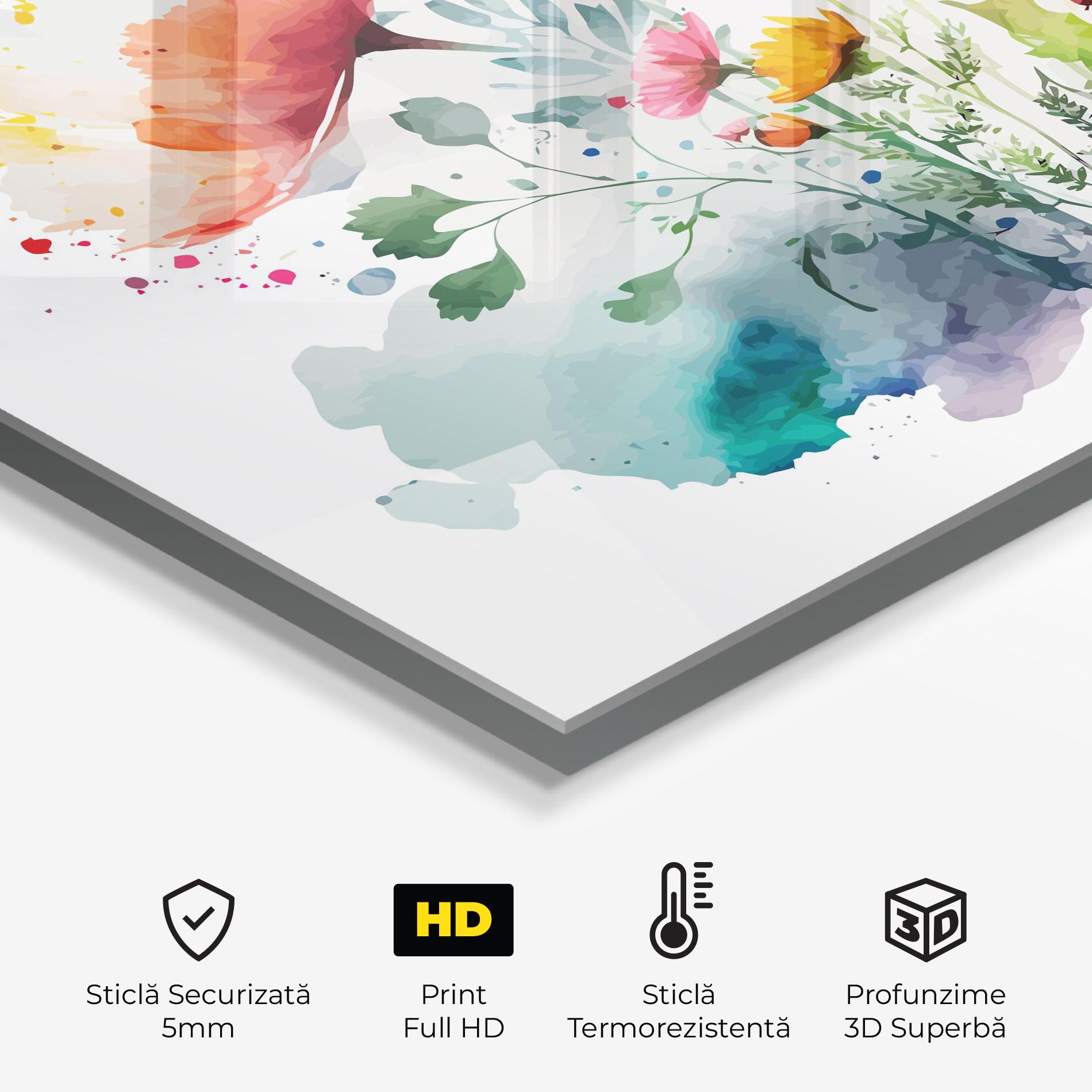 Panou Sticla Bucatarie Beautiful Spring Flowers mockup 2