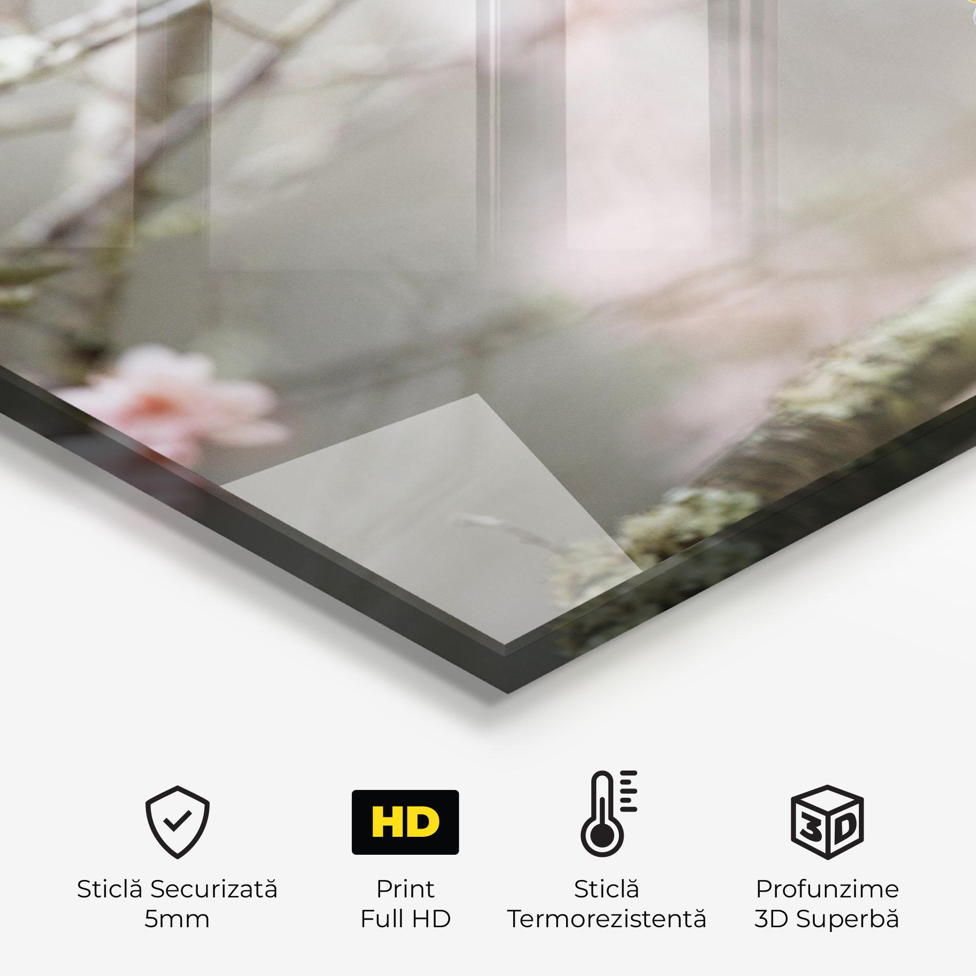 Panou Sticla Bucatarie Pretty Spring Yellow Bird mockup 2