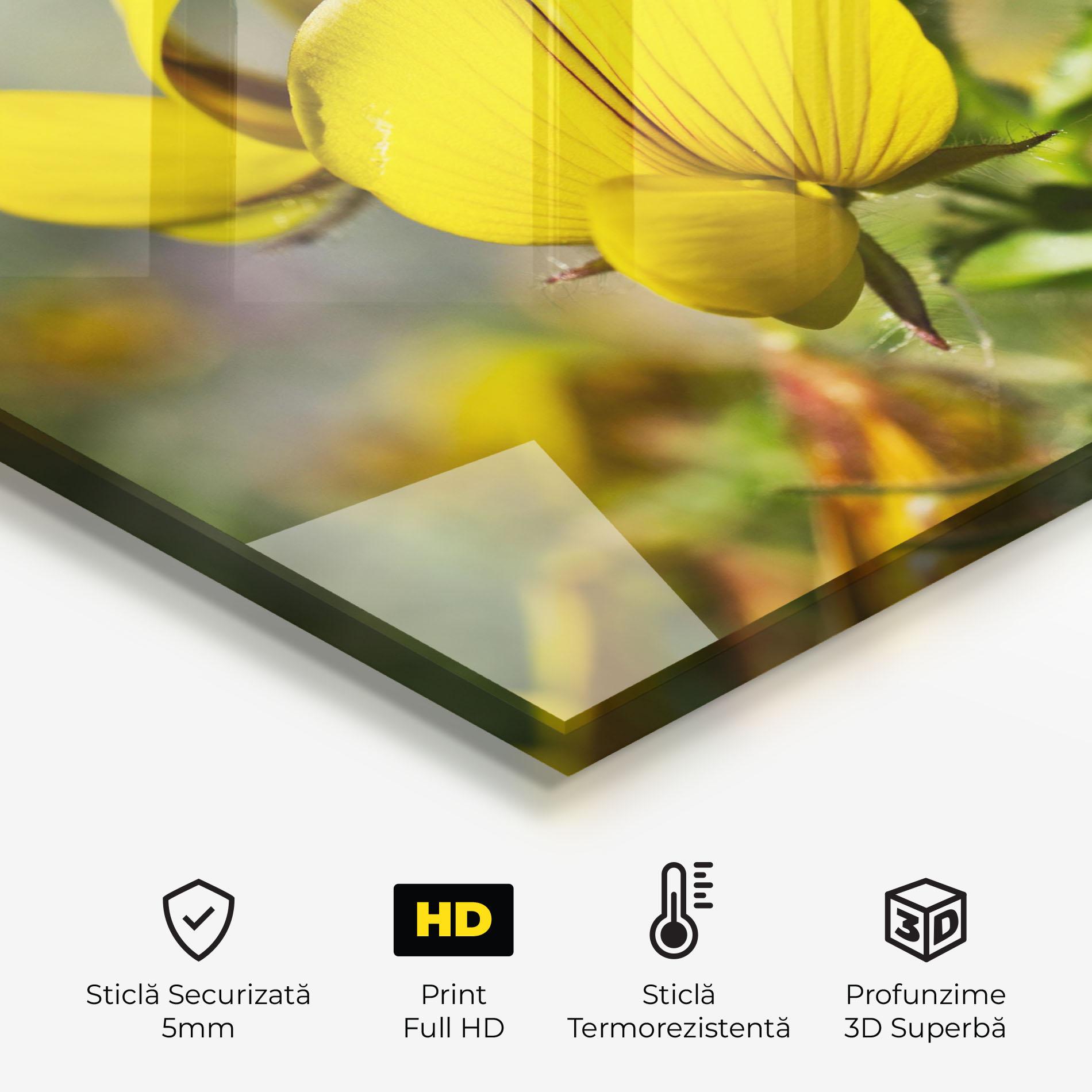Panou Sticla Bucatarie Pretty Spring Yellow Flower mockup 2