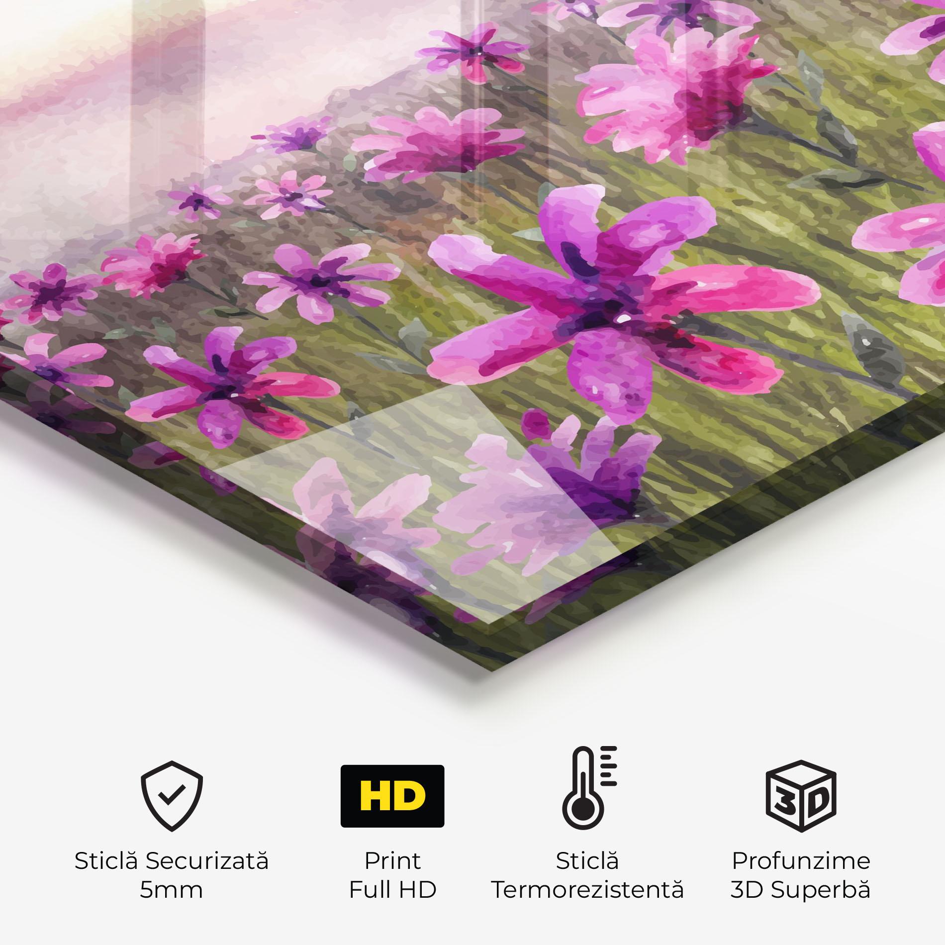 Panou Sticla Bucatarie Purple Flower Spring mockup 2