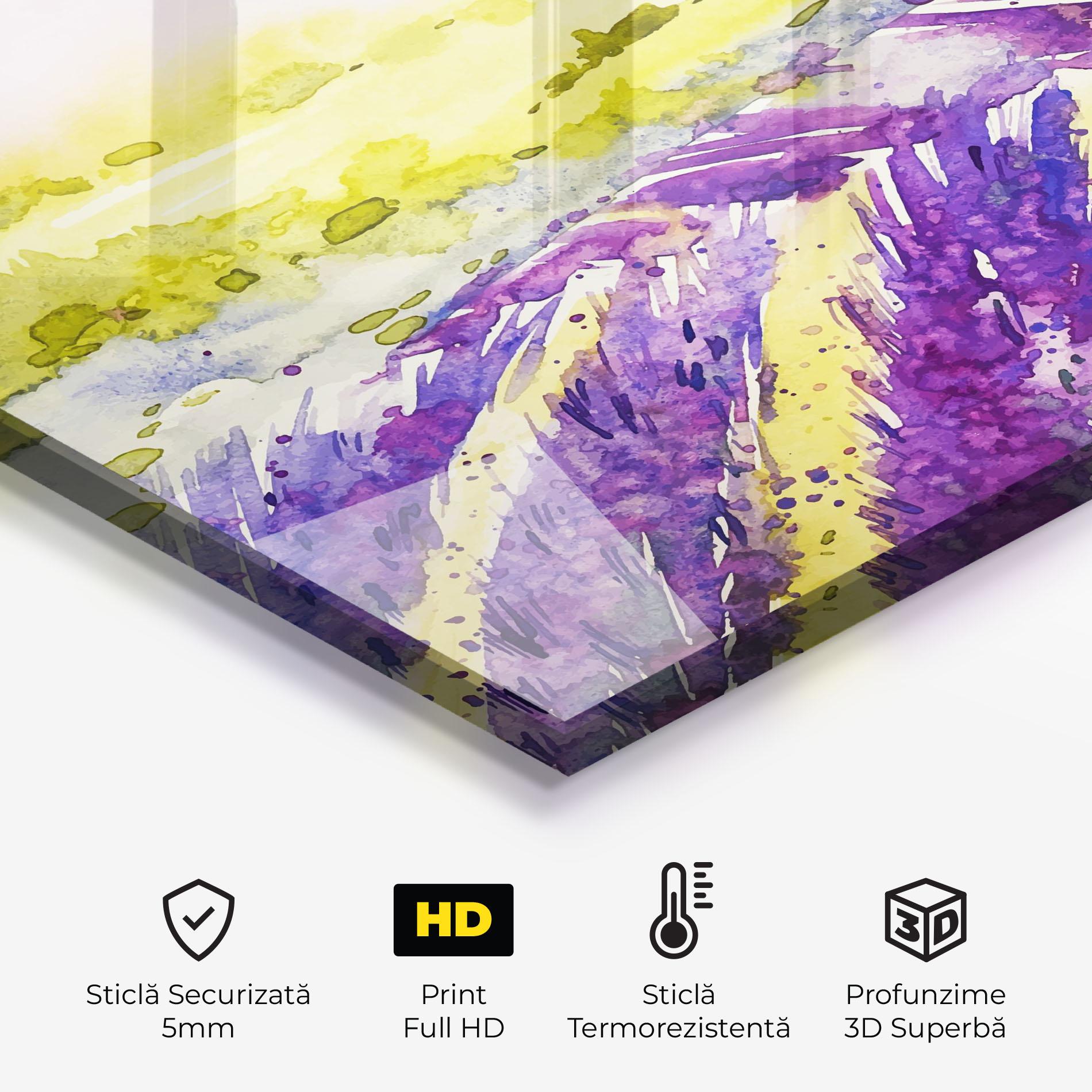 Panou Sticla Bucatarie Purple Spring Field mockup 2