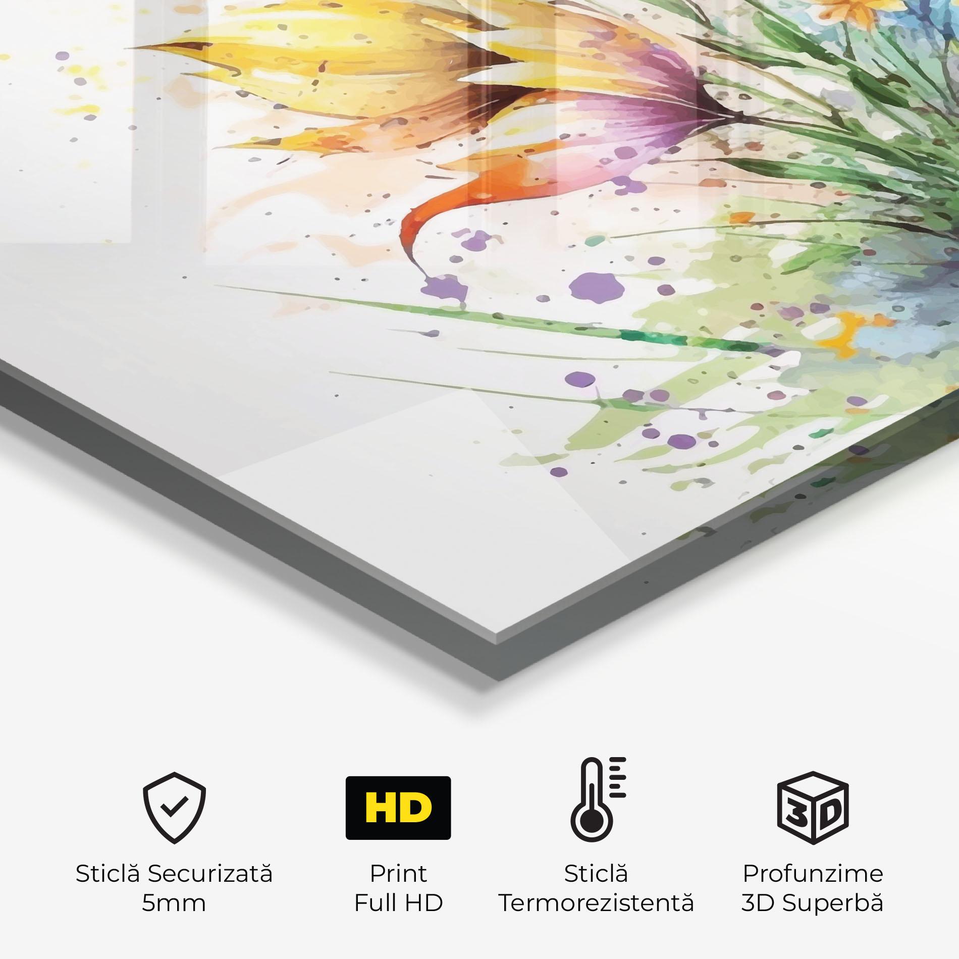 Panou Sticla Bucatarie Purple Yellow Spring mockup 2