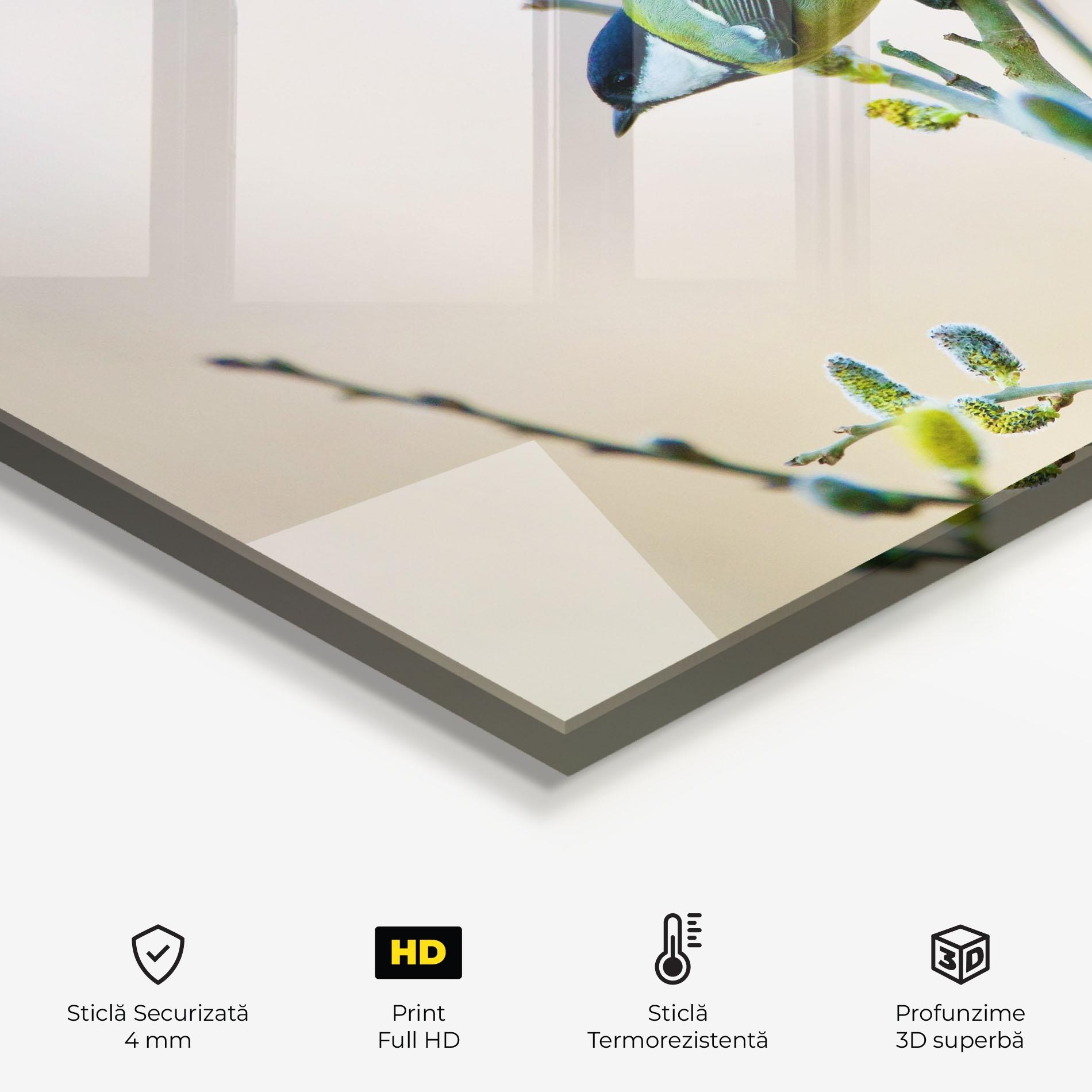 Panou Sticla Bucatarie Beautiful Spring Bird mockup 2