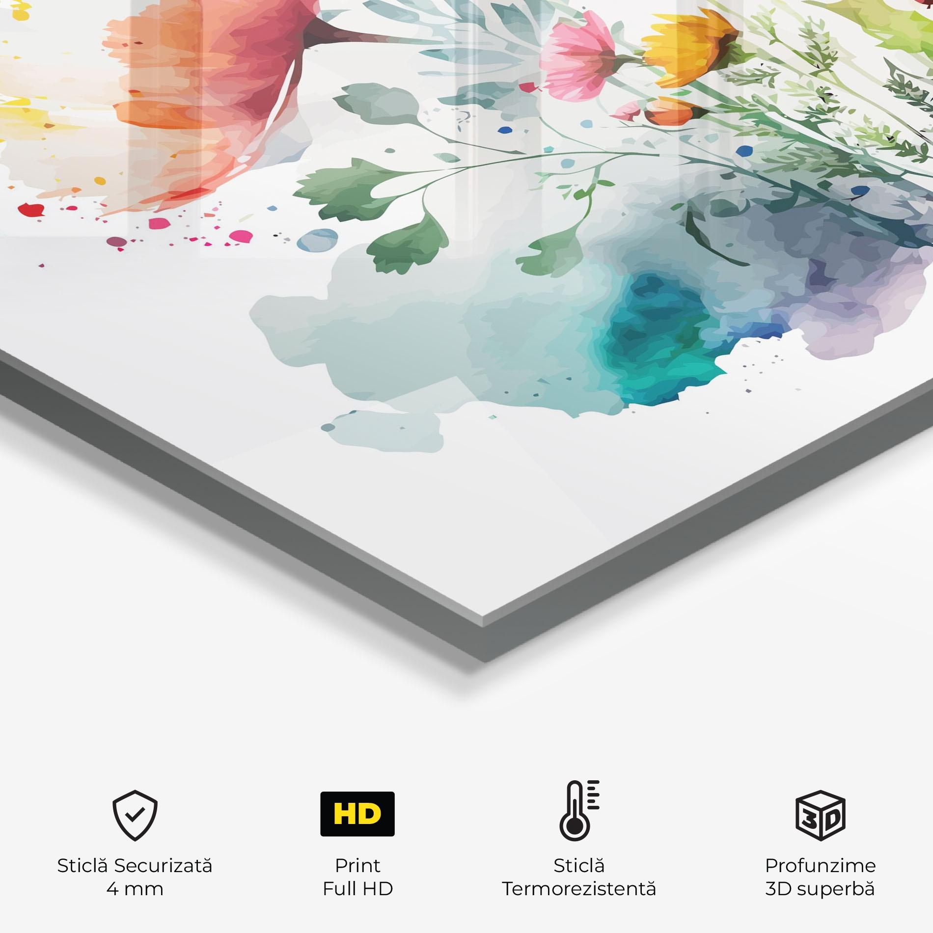 Panou Sticla Bucatarie Beautiful Spring Flowers mockup 2