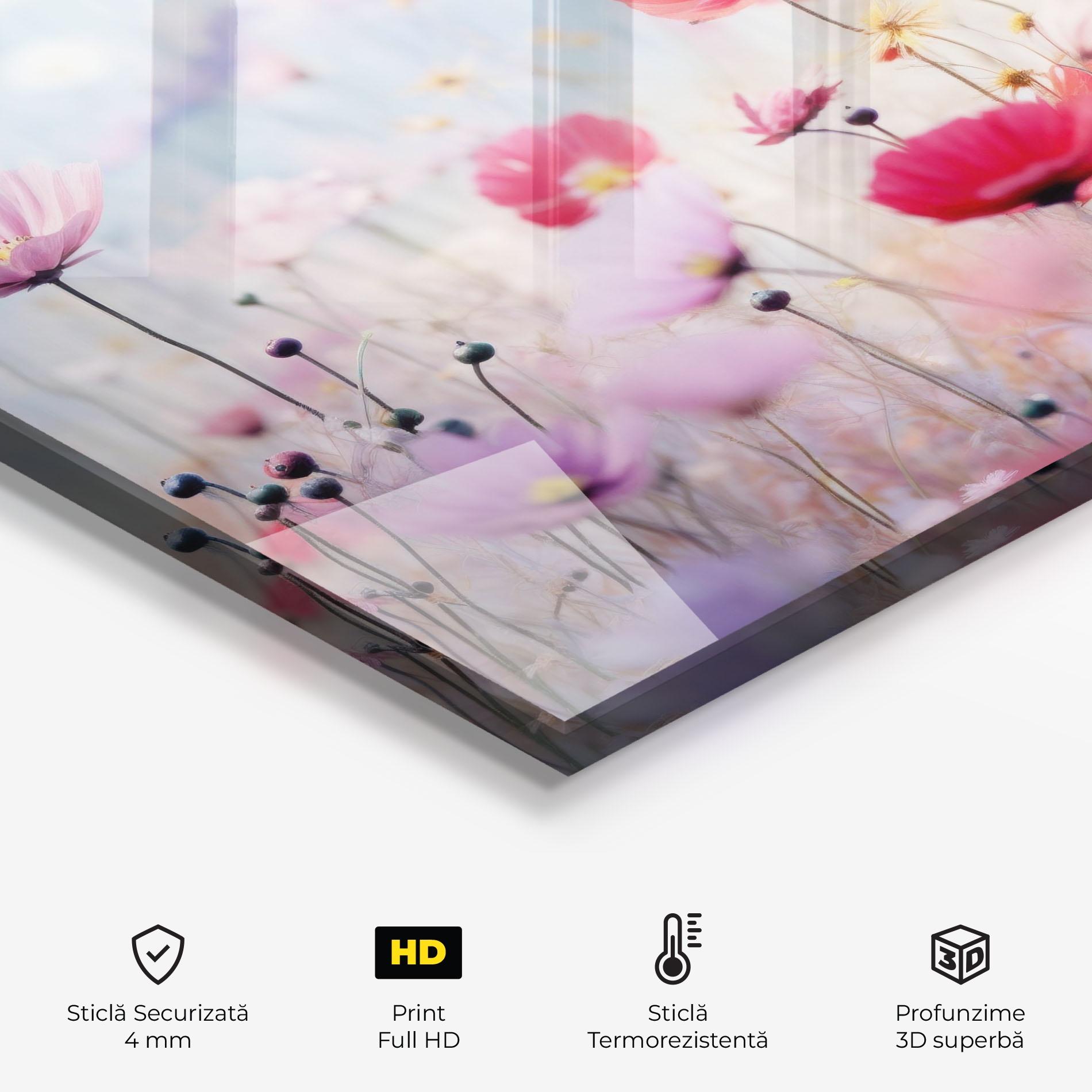 Panou Sticla Bucatarie Dreamy Sprig Pink Flower mockup 2