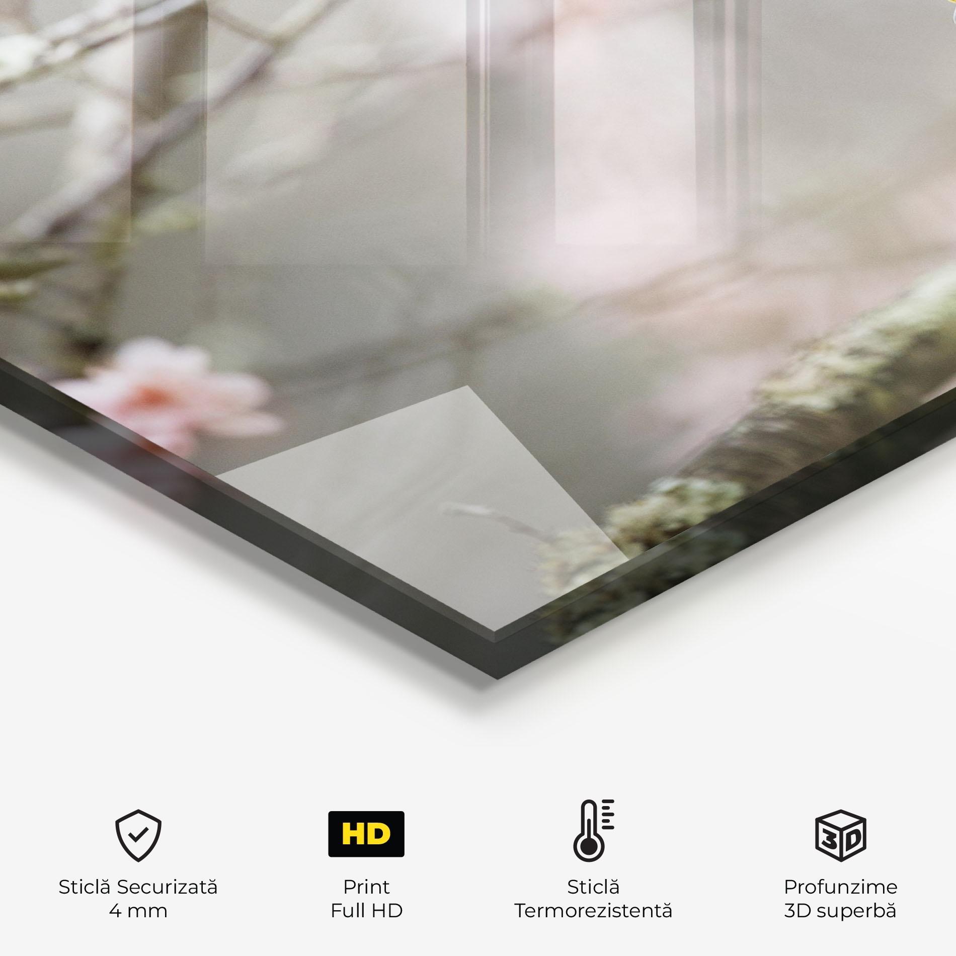 Panou Sticla Bucatarie Pretty Spring Yellow Bird mockup 2