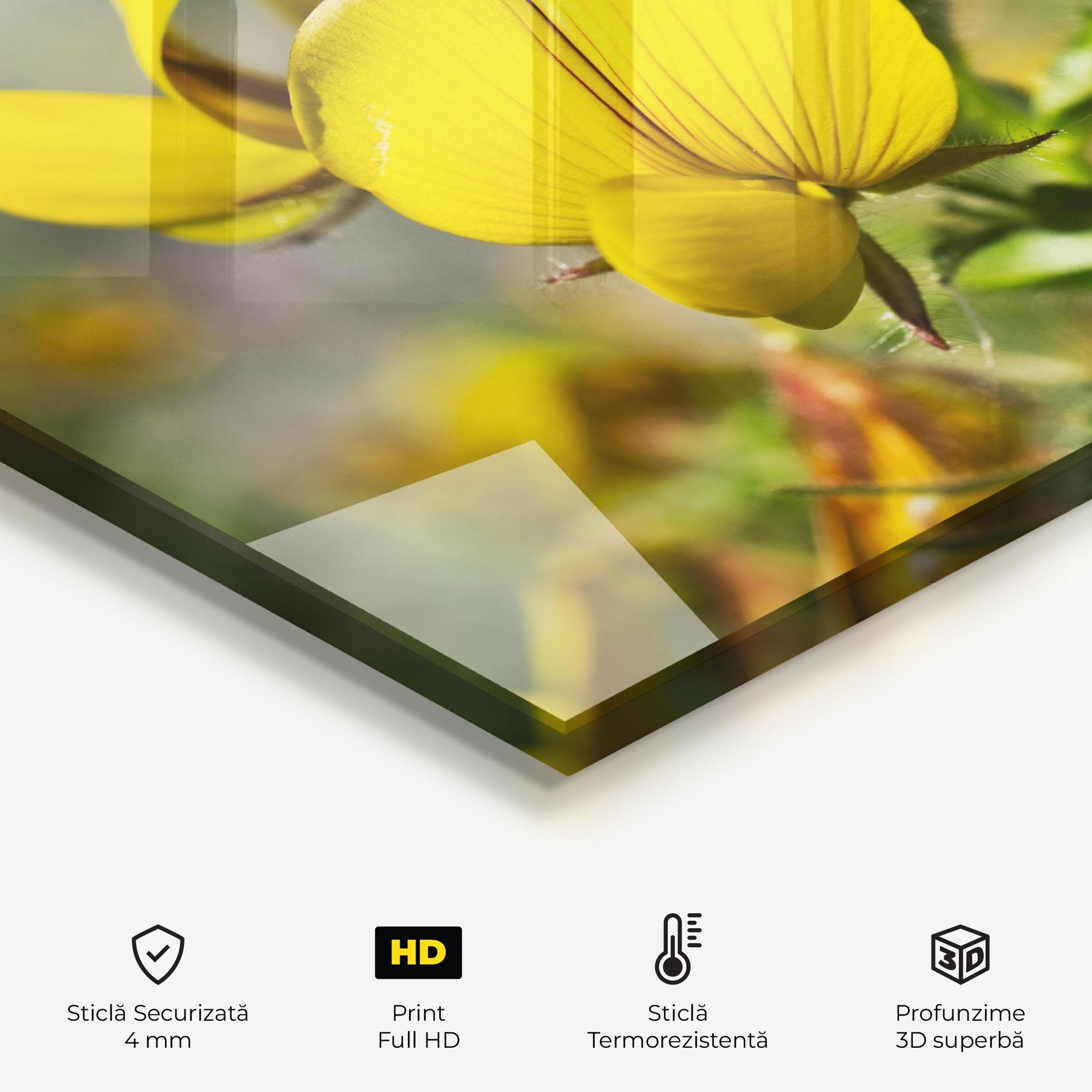 Panou Sticla Bucatarie Pretty Spring Yellow Flower mockup 2