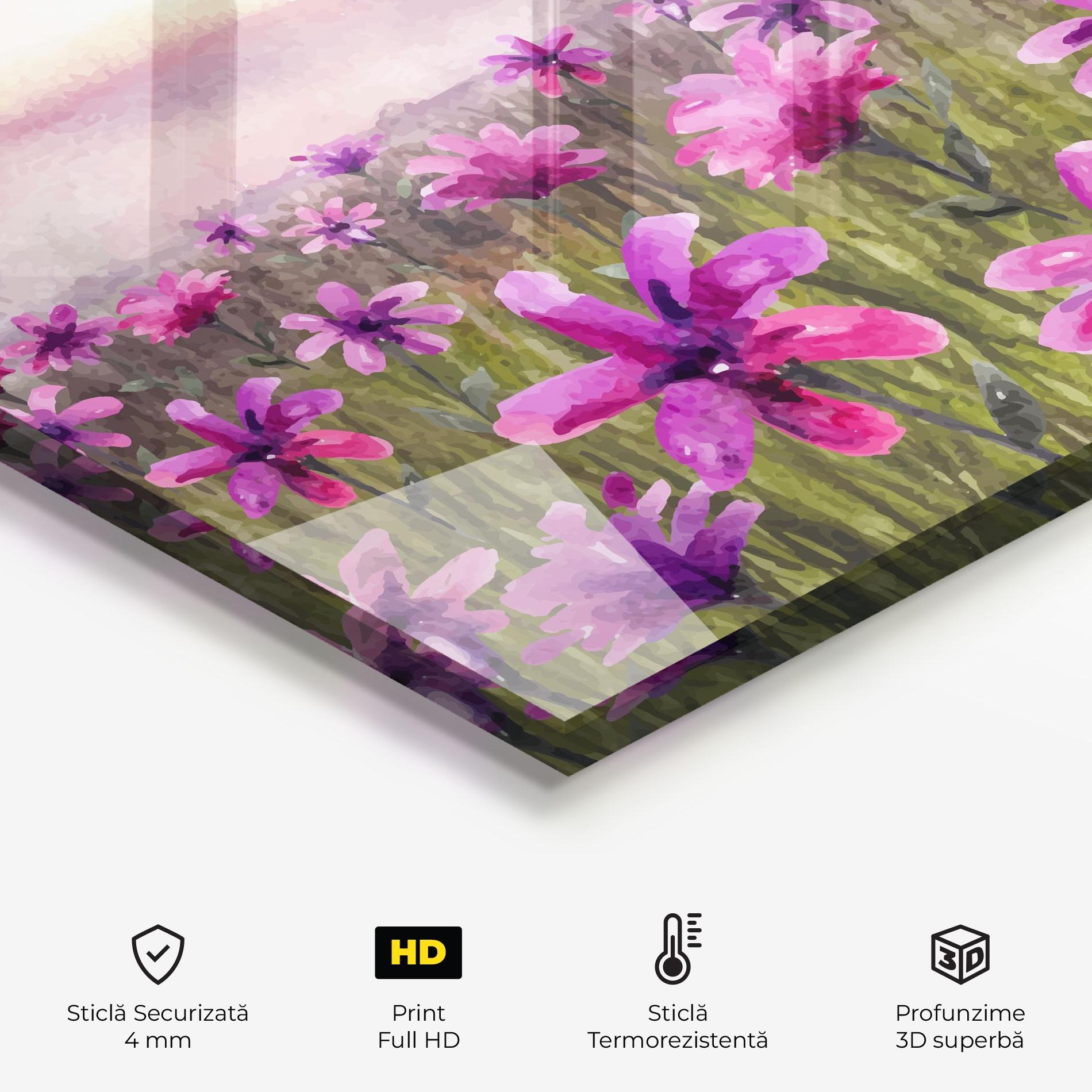 Panou Sticla Bucatarie Purple Flower Spring mockup 2