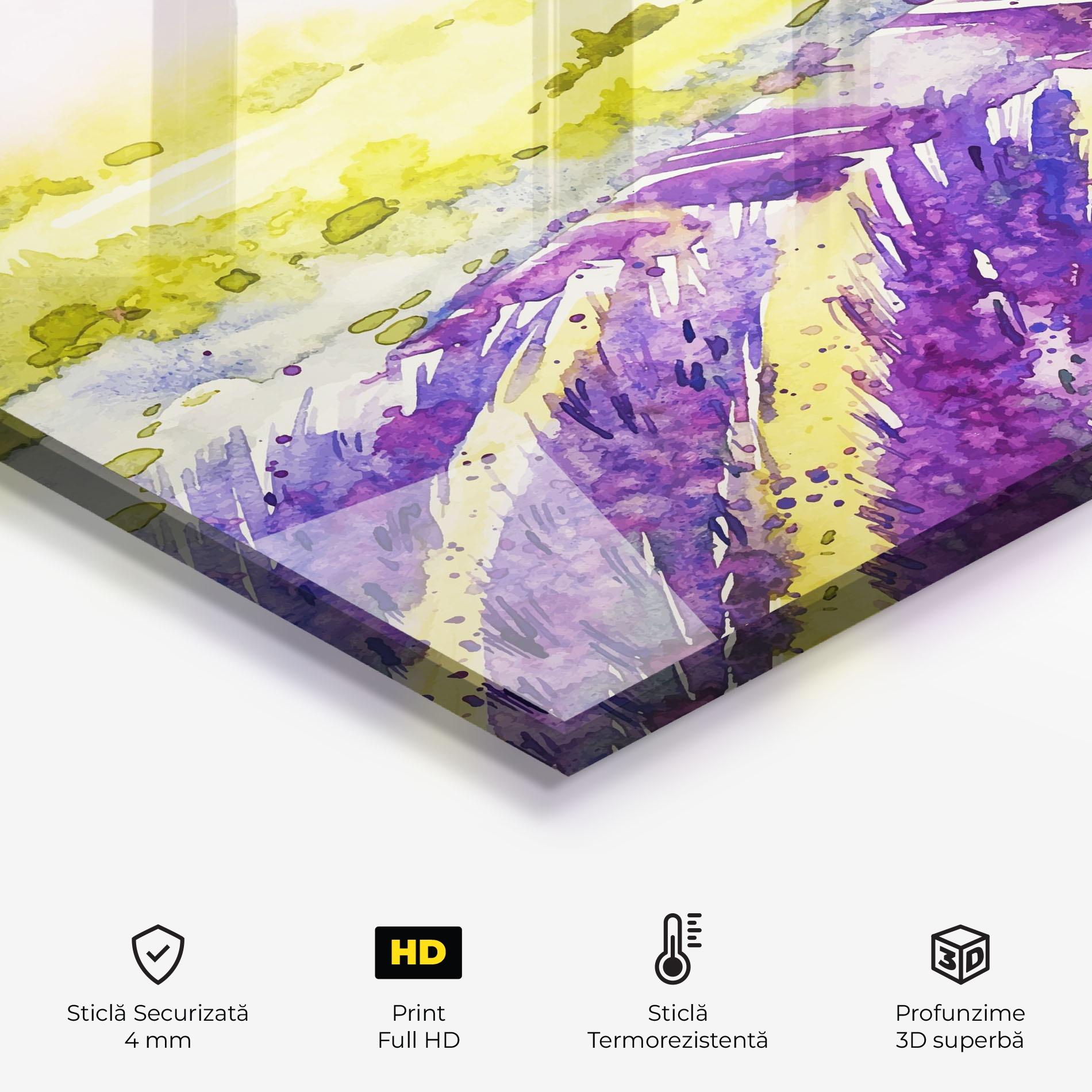 Panou Sticla Bucatarie Purple Spring Field mockup 2