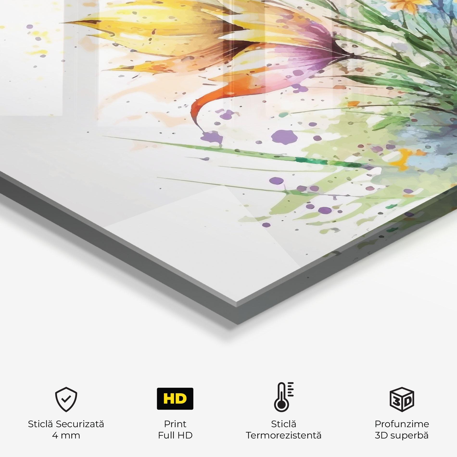 Panou Sticla Bucatarie Purple Yellow Spring mockup 2