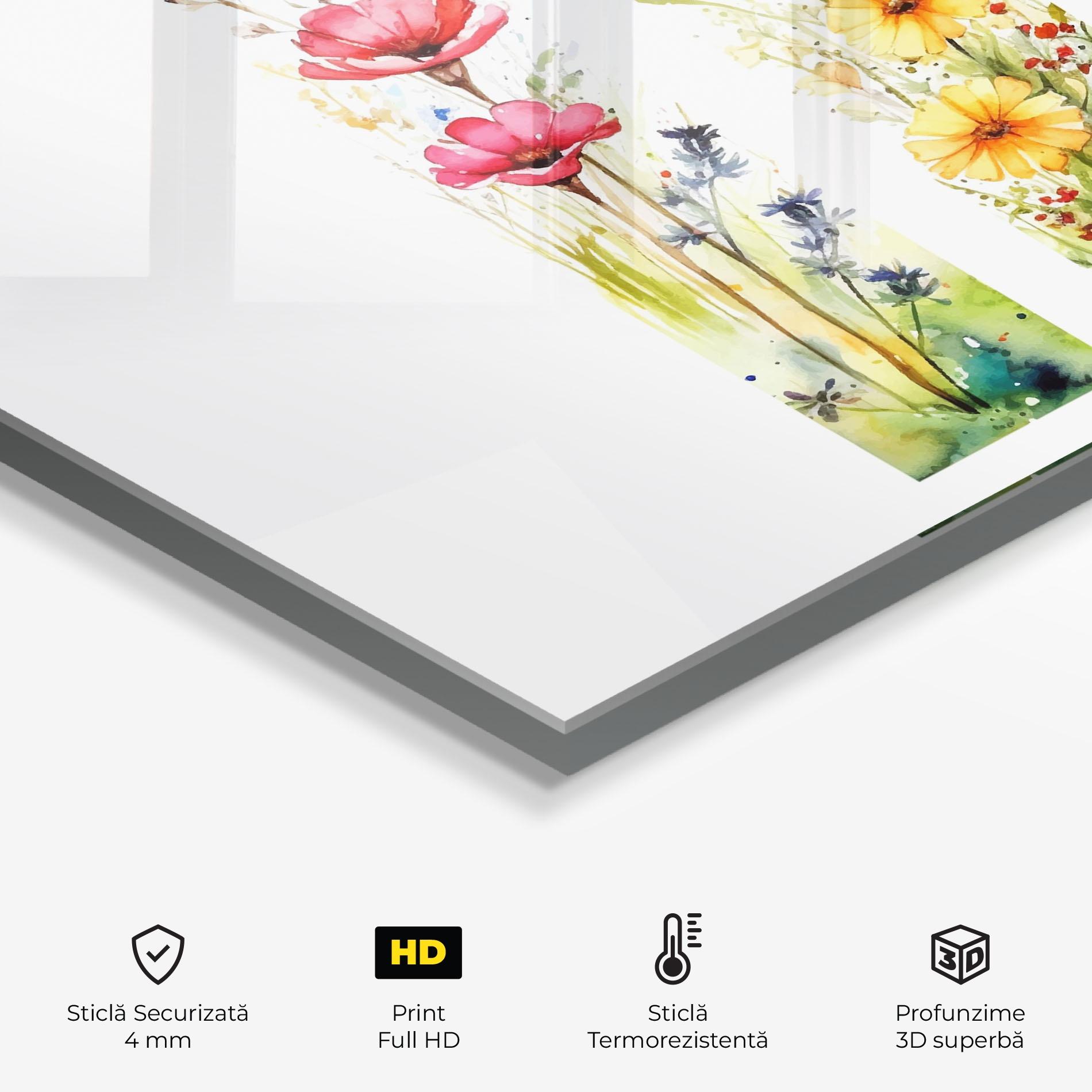 Panou Sticla Bucatarie Spring Flowers Set mockup 2