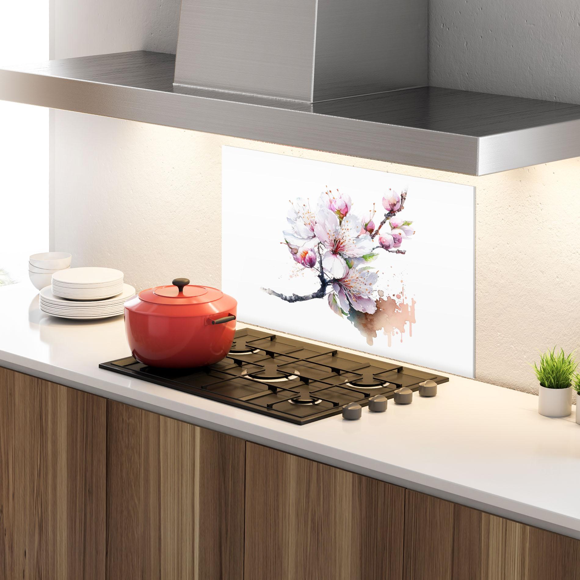 Panou Sticla Bucatarie Cherry Spring Art mockup 4