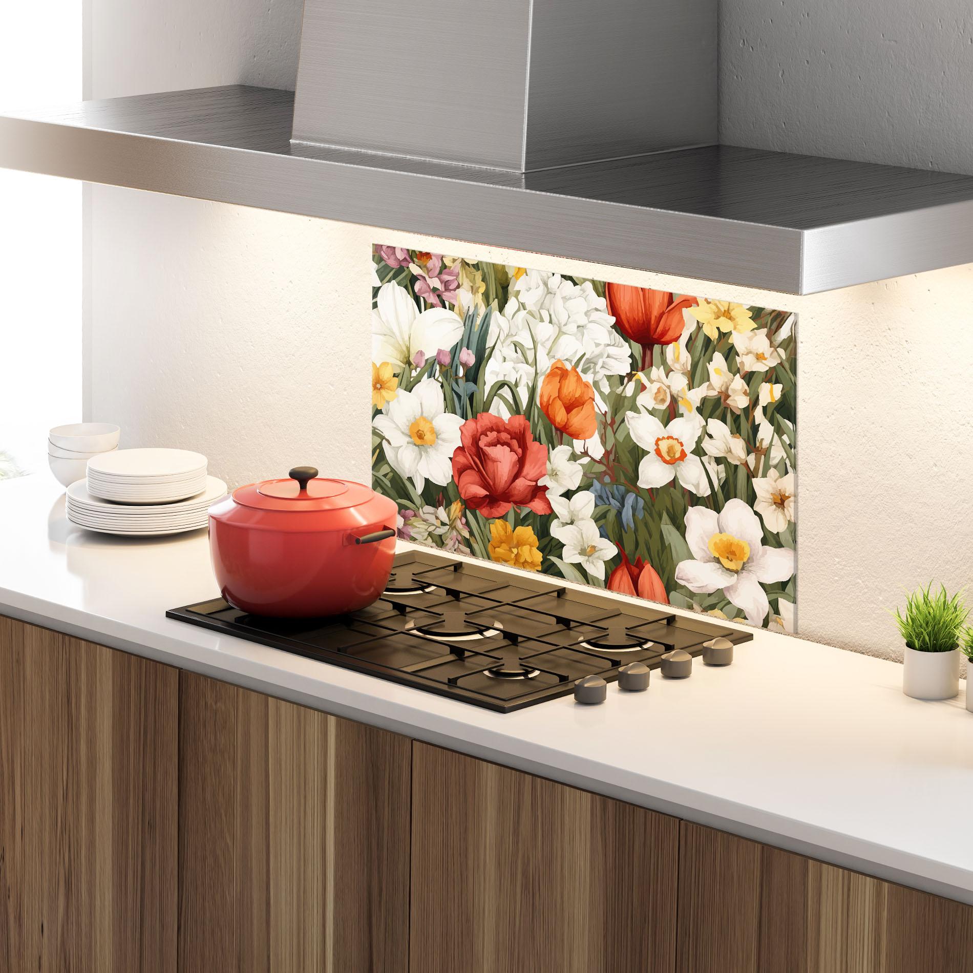 Panou Sticla Bucatarie Orange Red Spring mockup 4