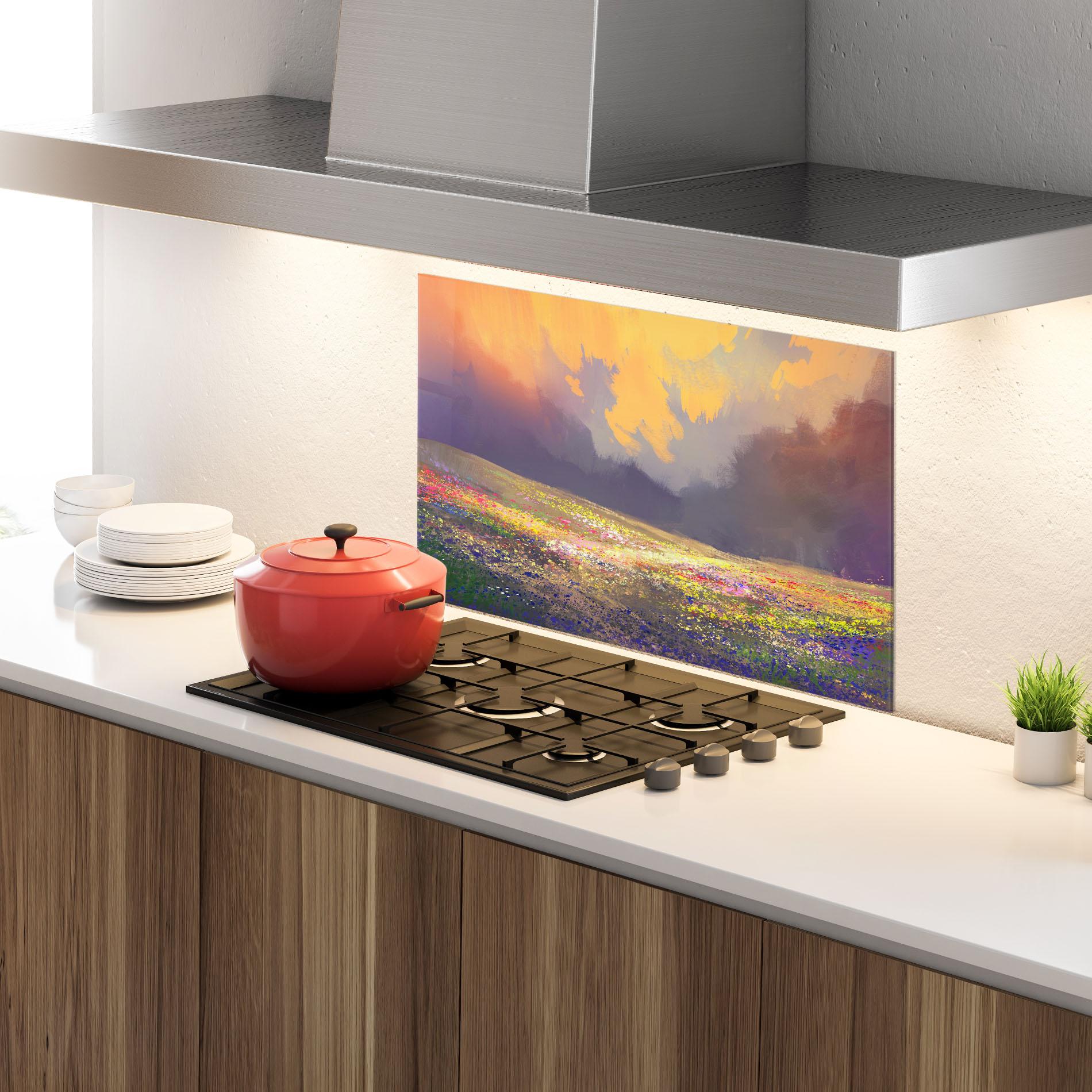 Panou Sticla Bucatarie Pretty Spring Field mockup 4